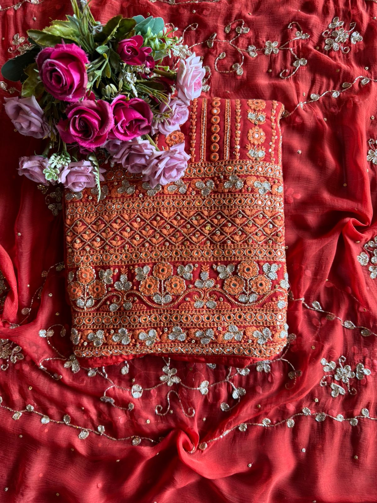 Pure Georgette Lakhnavi shirt Unstitched