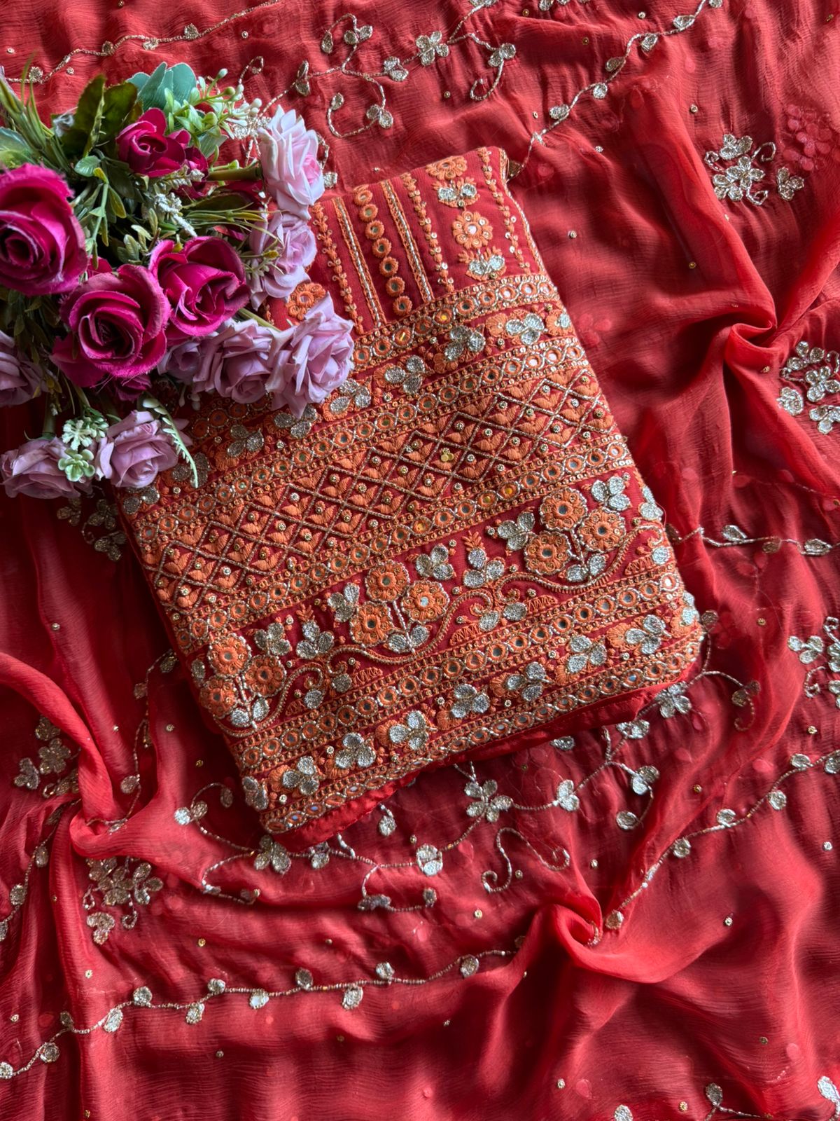 Pure Georgette Lakhnavi shirt Unstitched