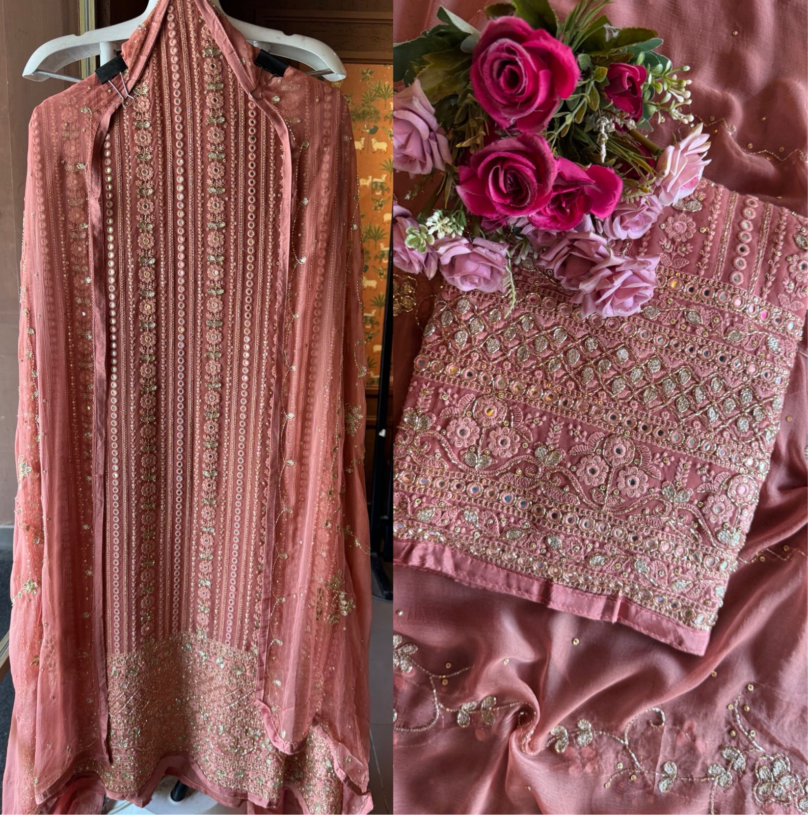 Pure Georgette Lakhnavi shirt Unstitched