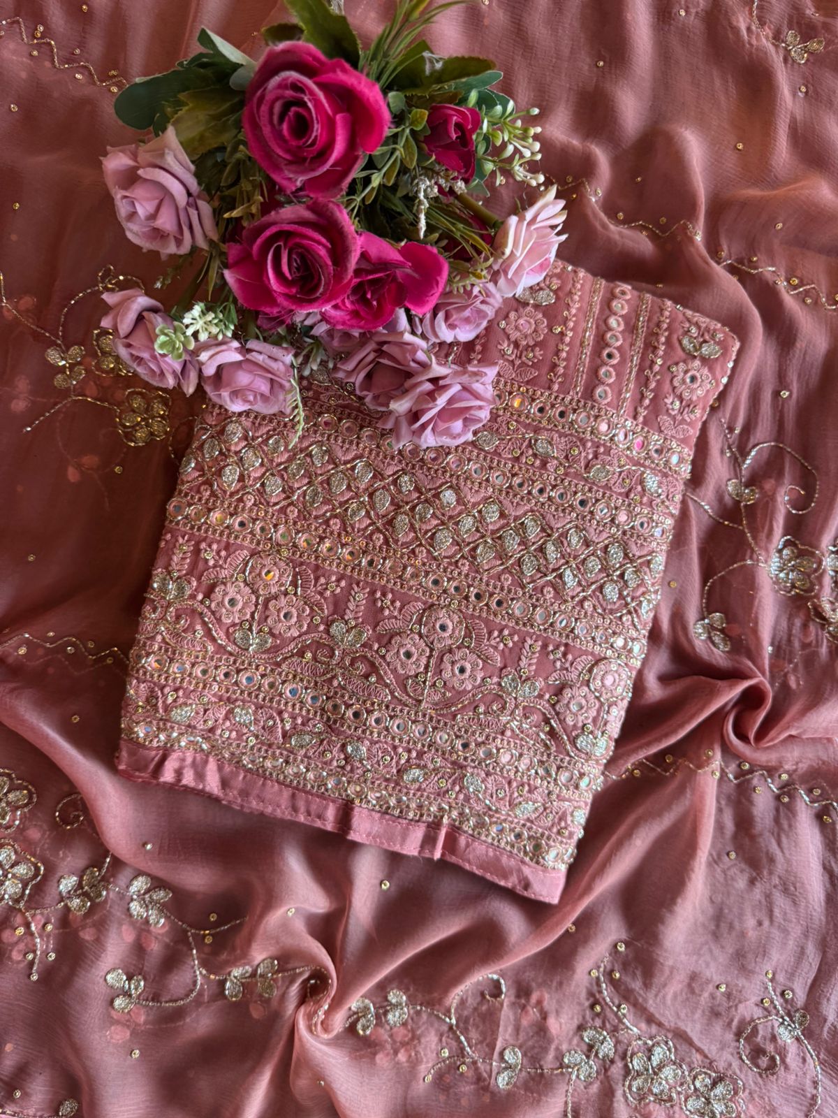 Pure Georgette Lakhnavi shirt Unstitched