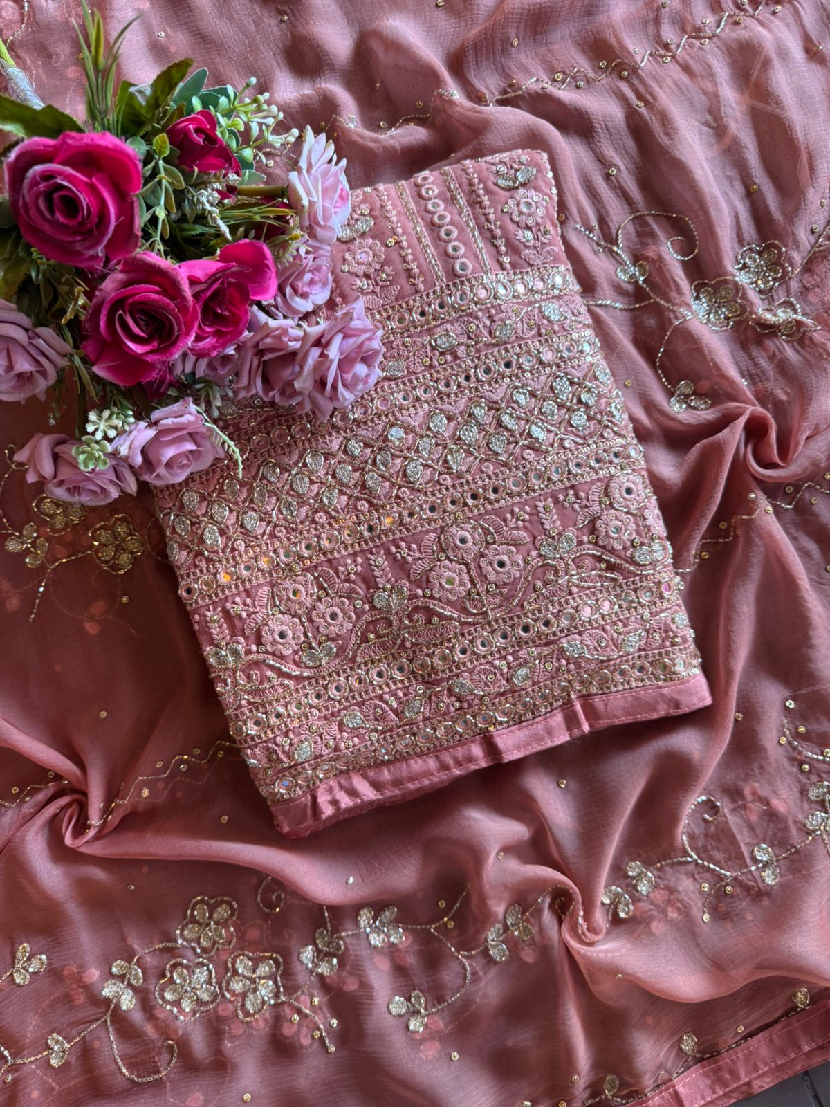 Pure Georgette Lakhnavi shirt Unstitched