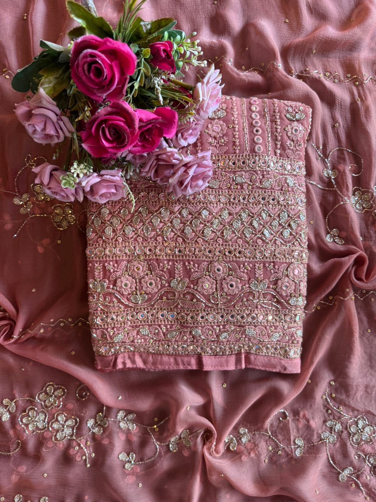 Pure Georgette Lakhnavi shirt Unstitched