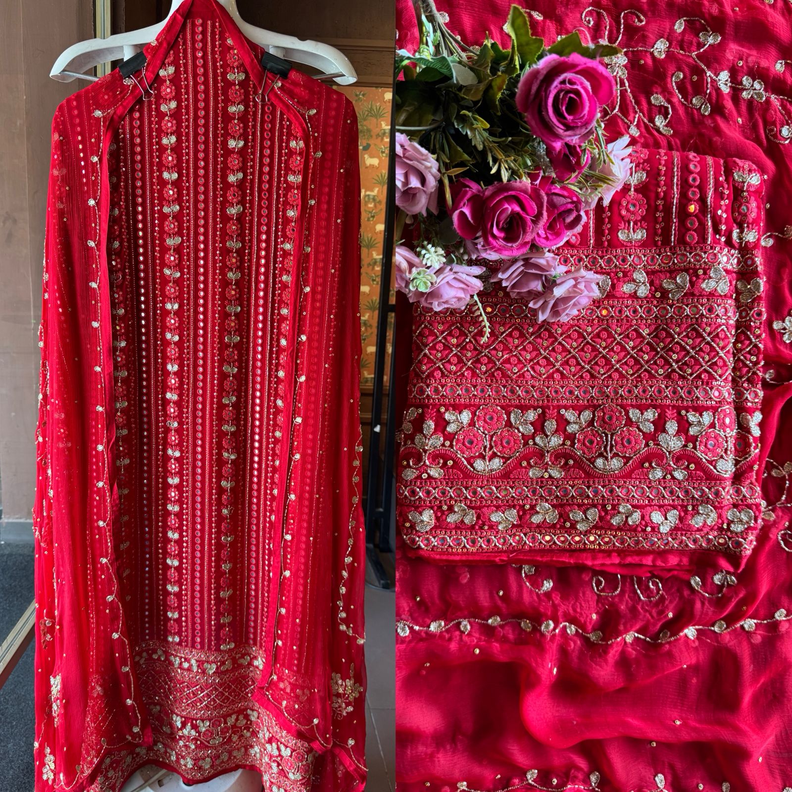 Pure Georgette Lakhnavi shirt Unstitched