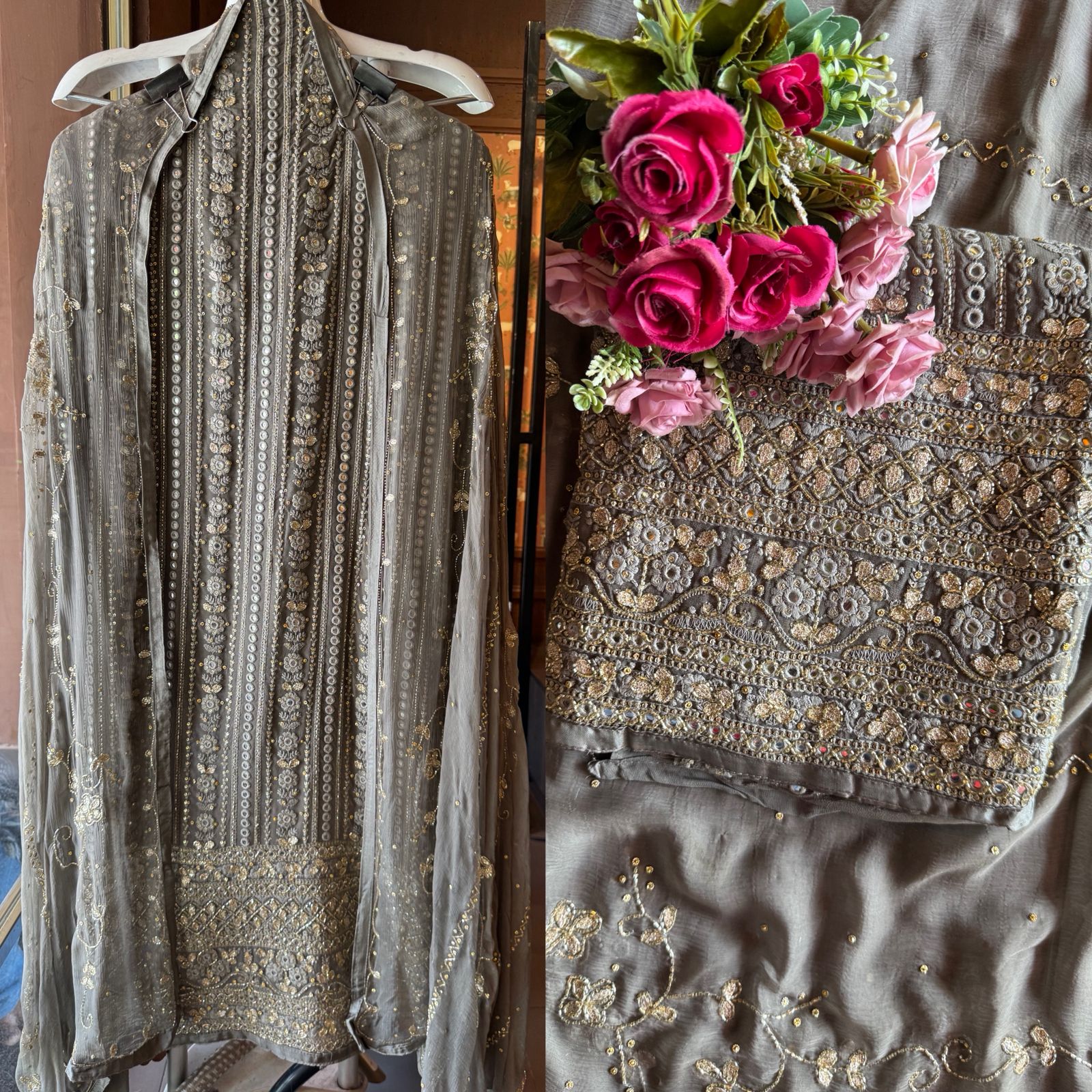 Pure Georgette Lakhnavi shirt Unstitched