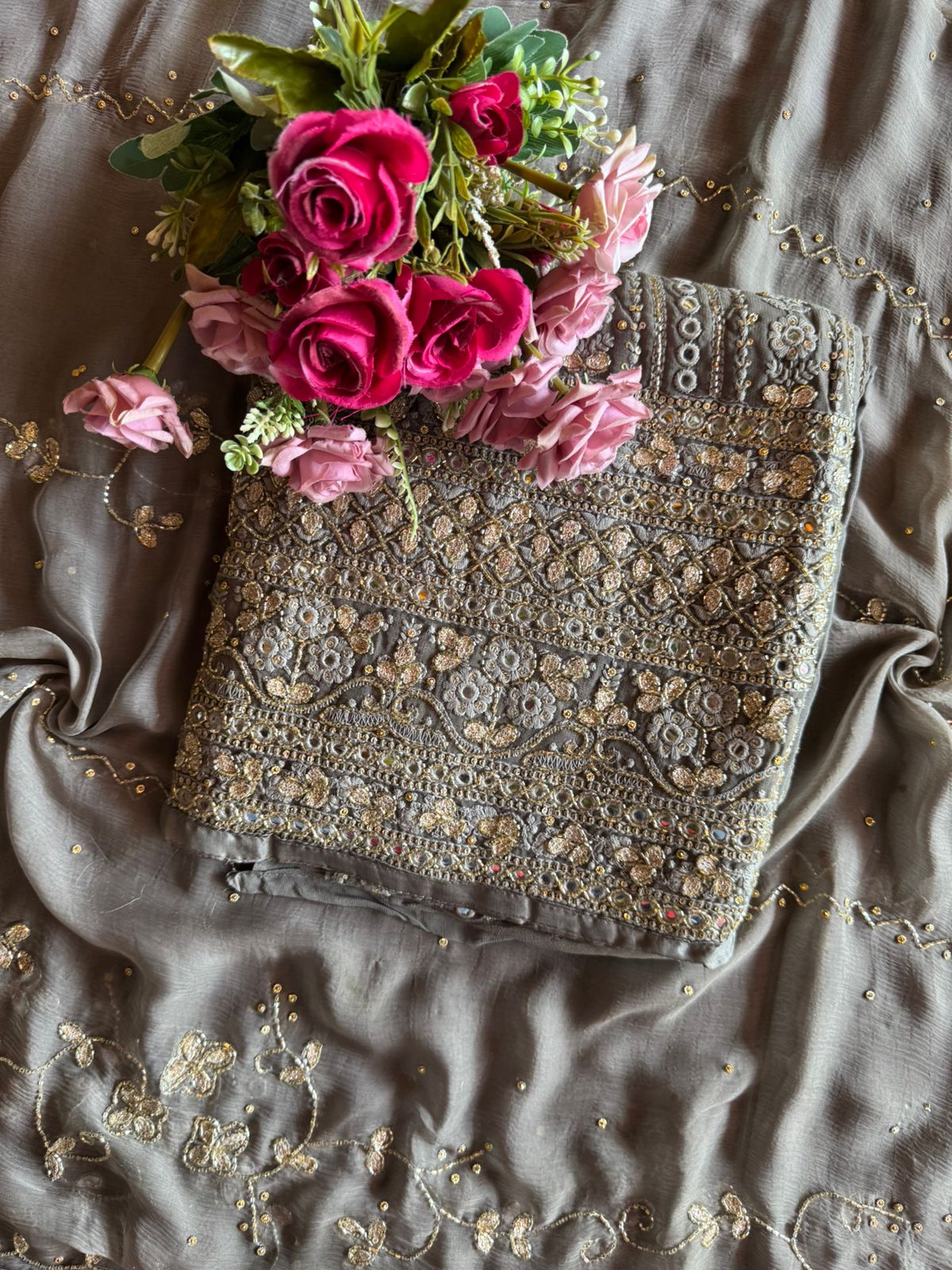 Pure Georgette Lakhnavi shirt Unstitched