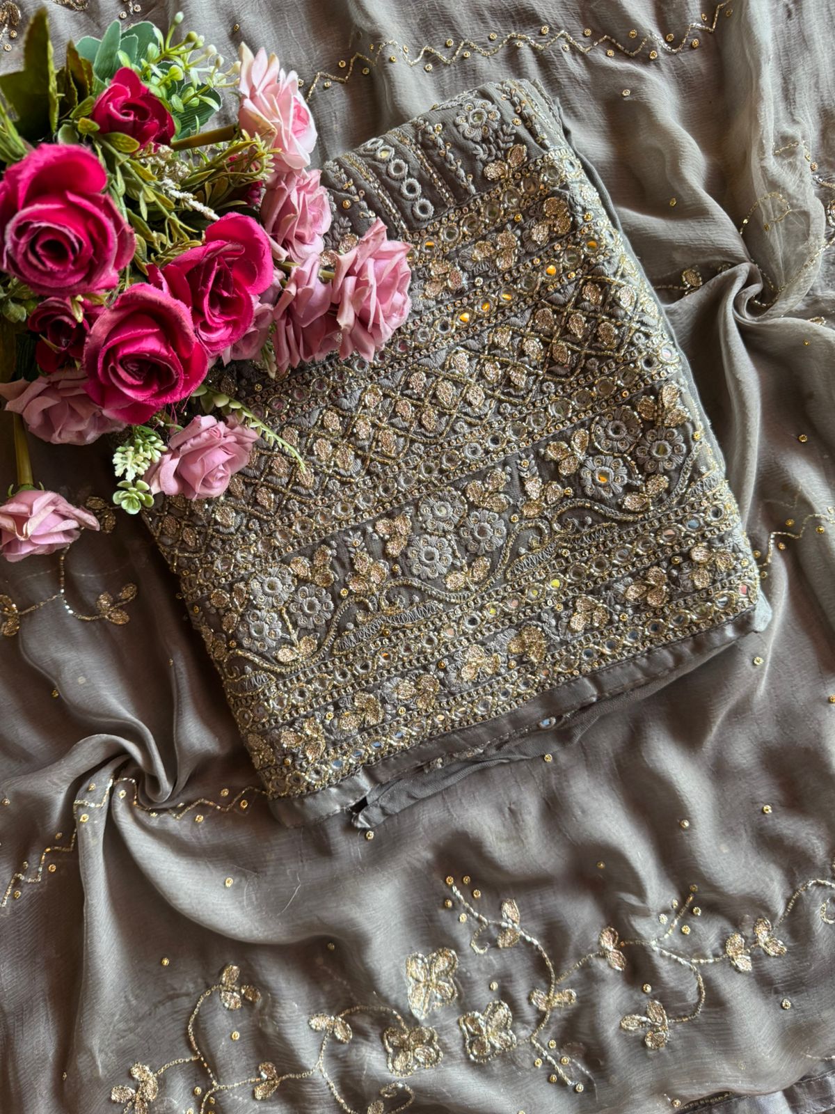 Pure Georgette Lakhnavi shirt Unstitched