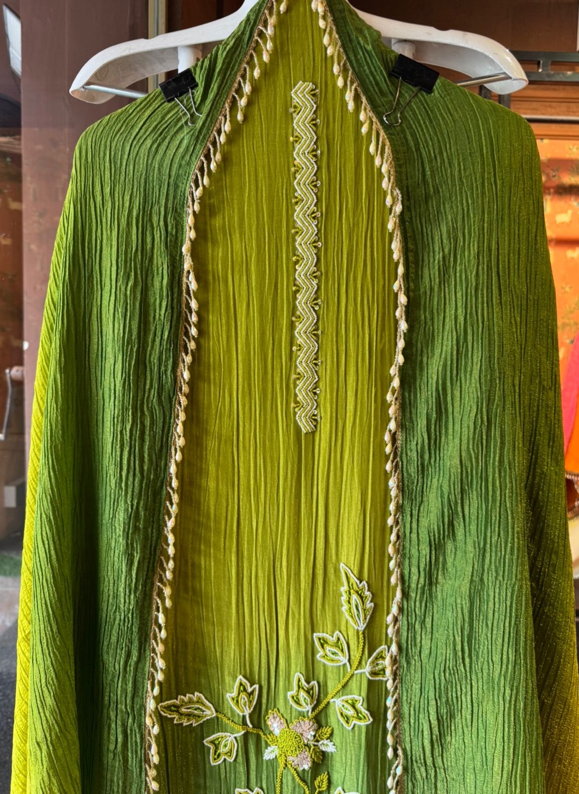 Crushed stretchable Tissue fabric Unstitched