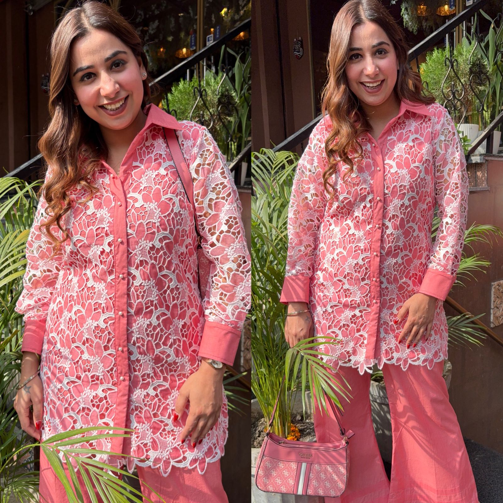 Crochet Stitched shirt with collar neck