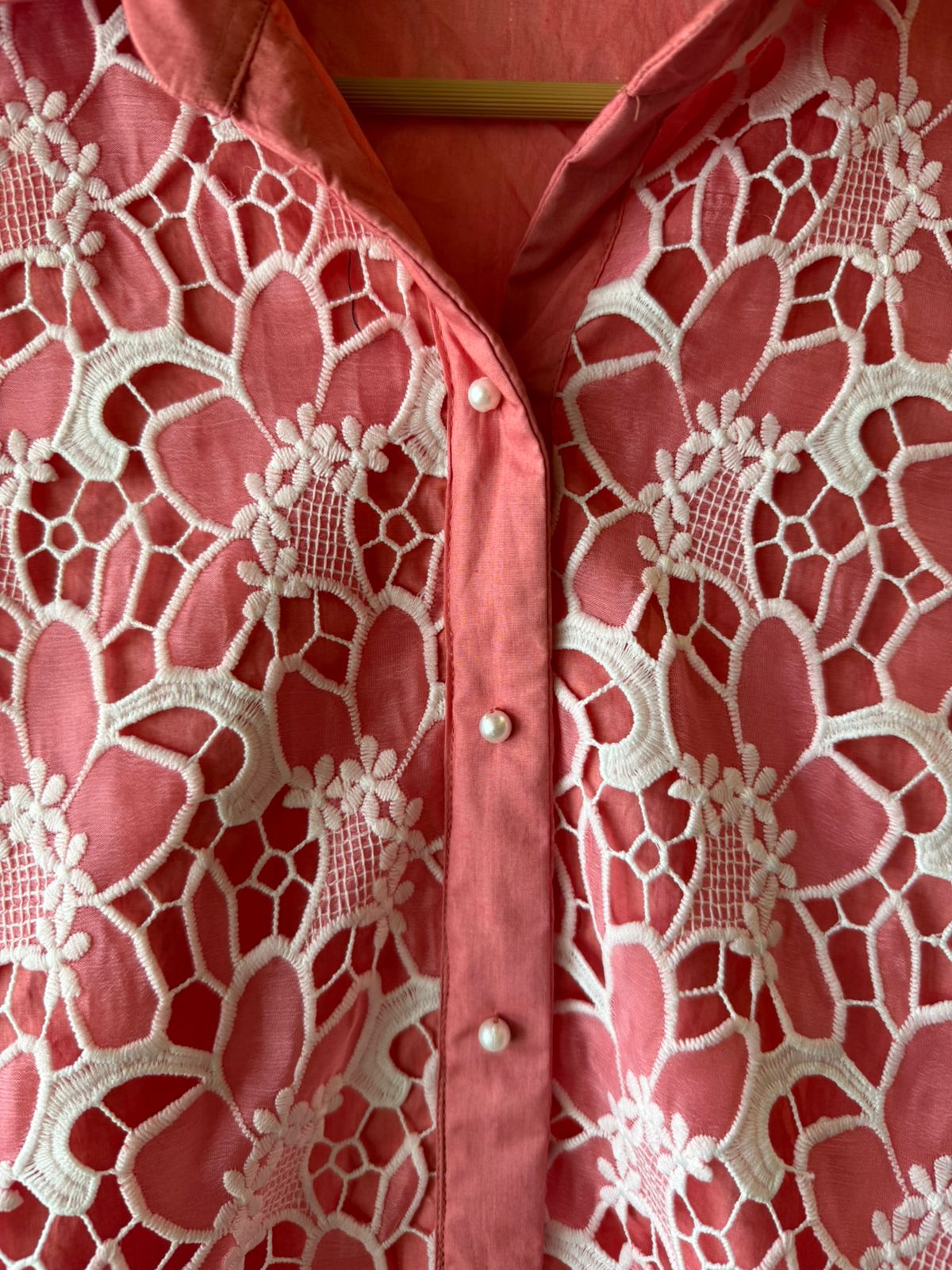 Crochet Stitched shirt with collar neck