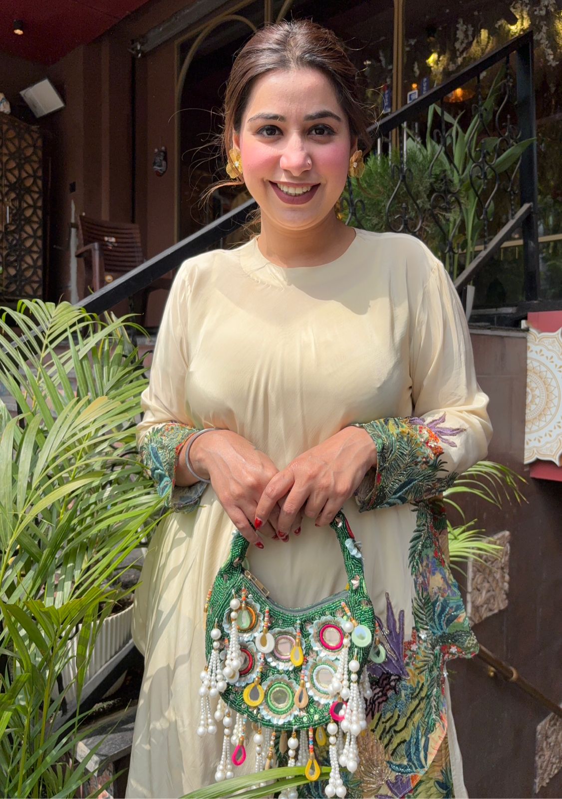 Stitched Tunic Set with straight digital palazzo