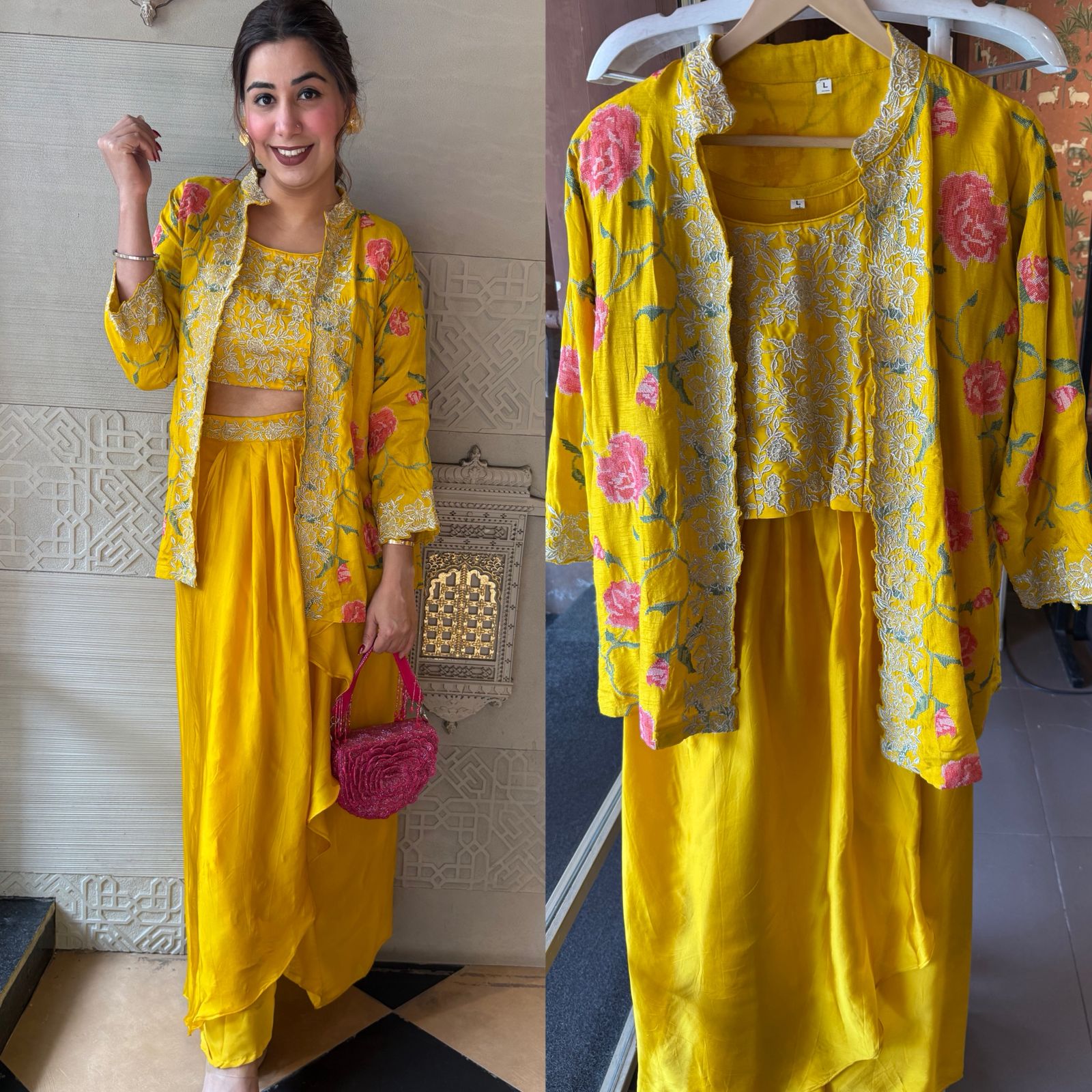 Stitched Set with Jacket ,Beautiful cross stitch embroidery