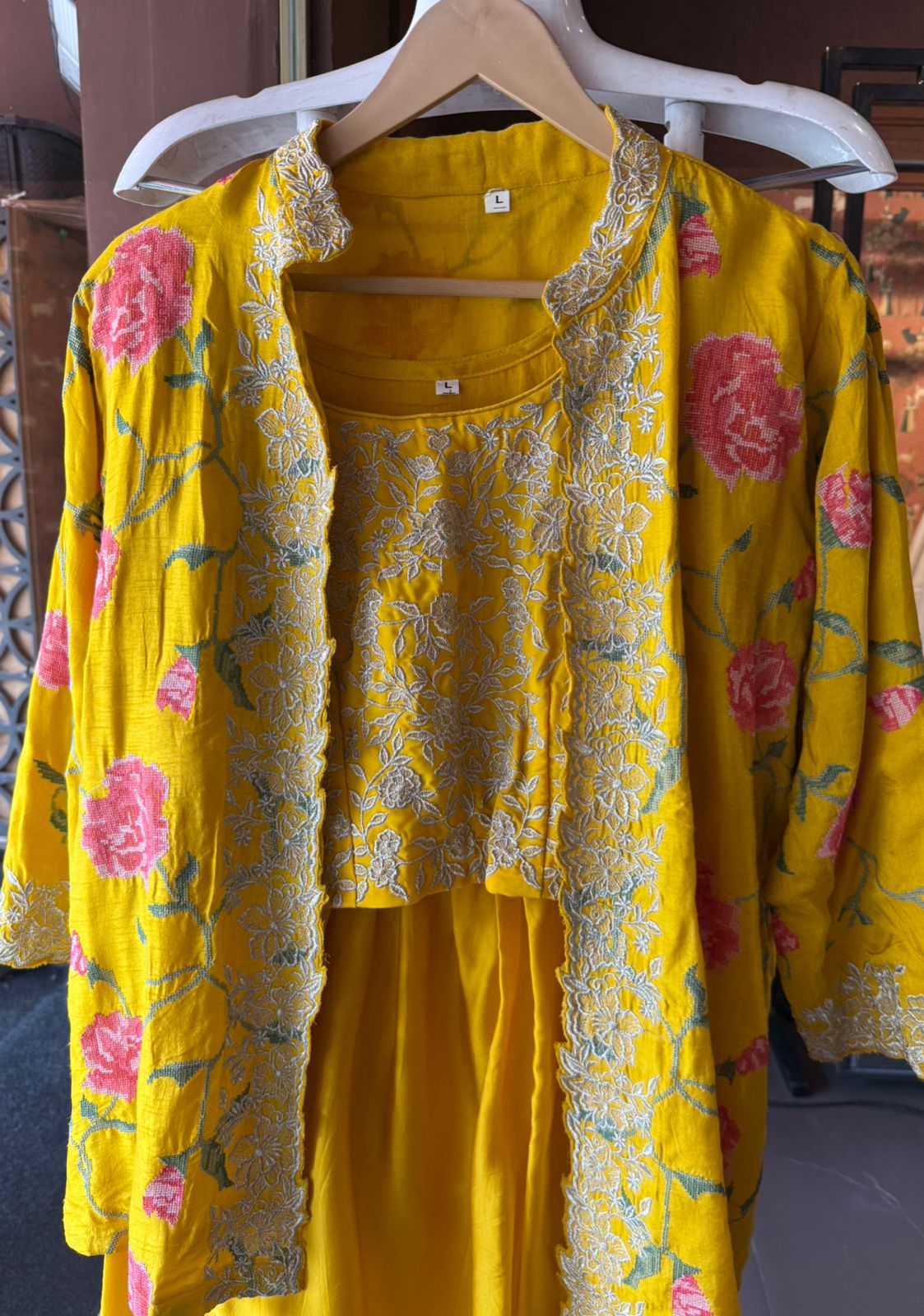 Stitched Set with Jacket ,Beautiful cross stitch embroidery