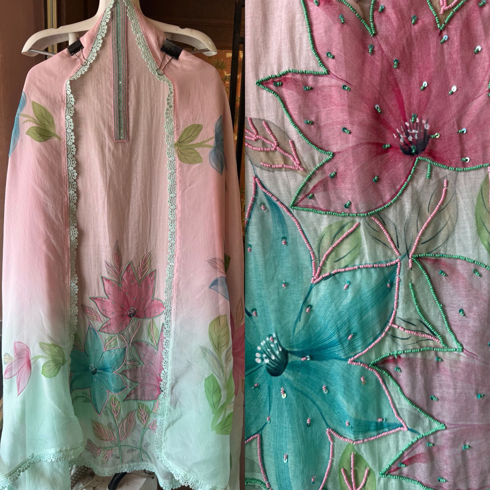 Ombré shaded Mul cotton Unstitfhed shirt