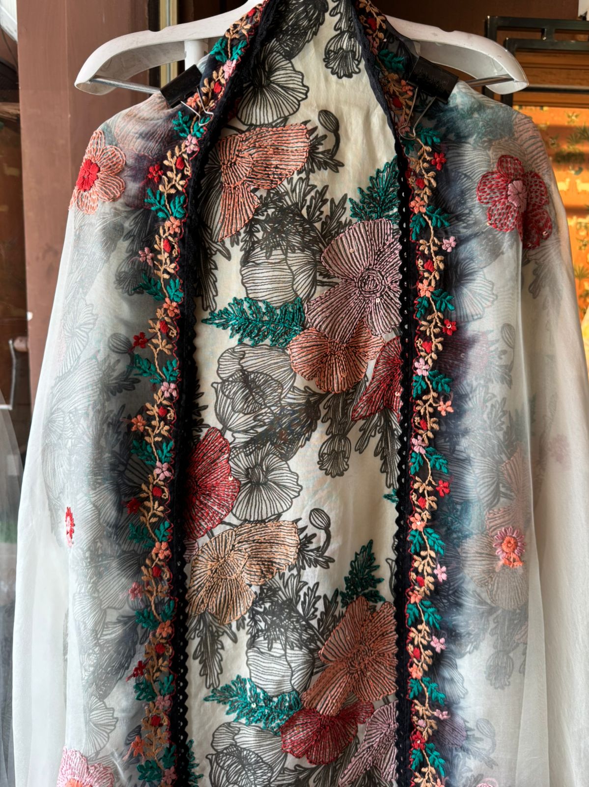 Digital printed organza Unstitched Shirt