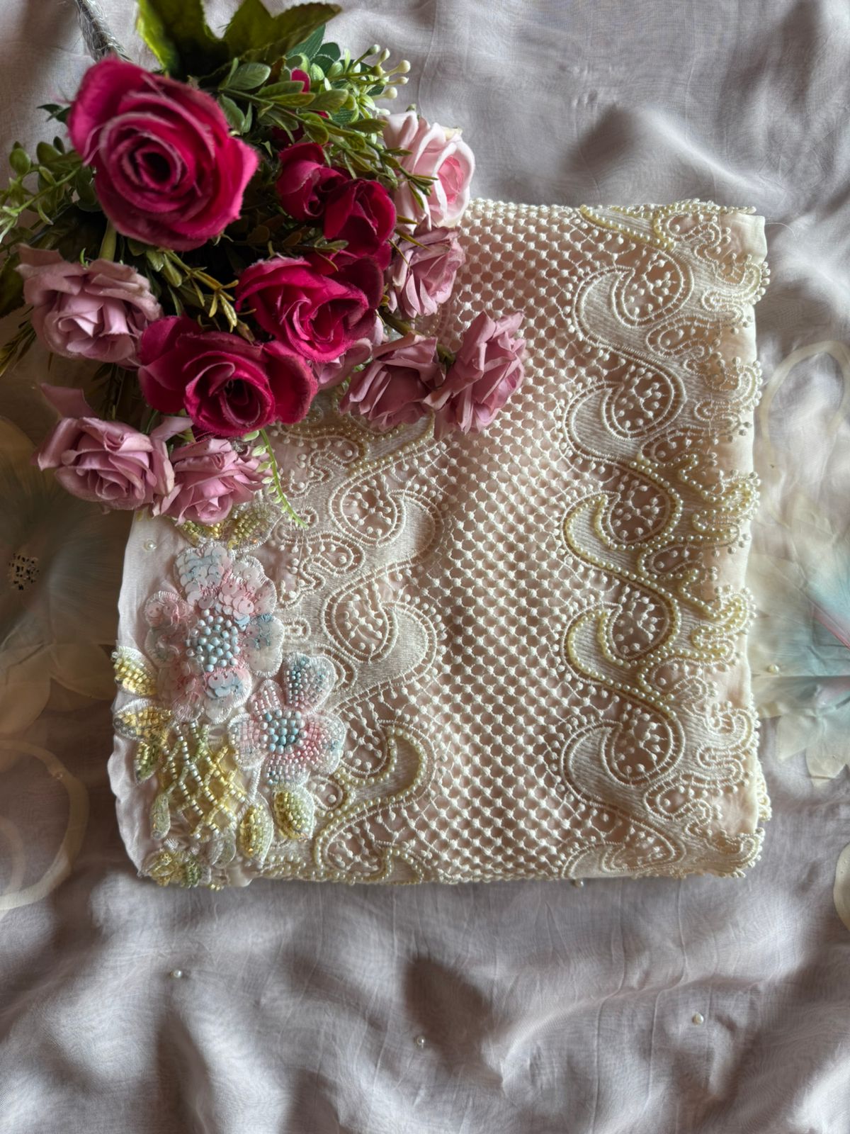 soft organza with Beautiful lacy front pannel