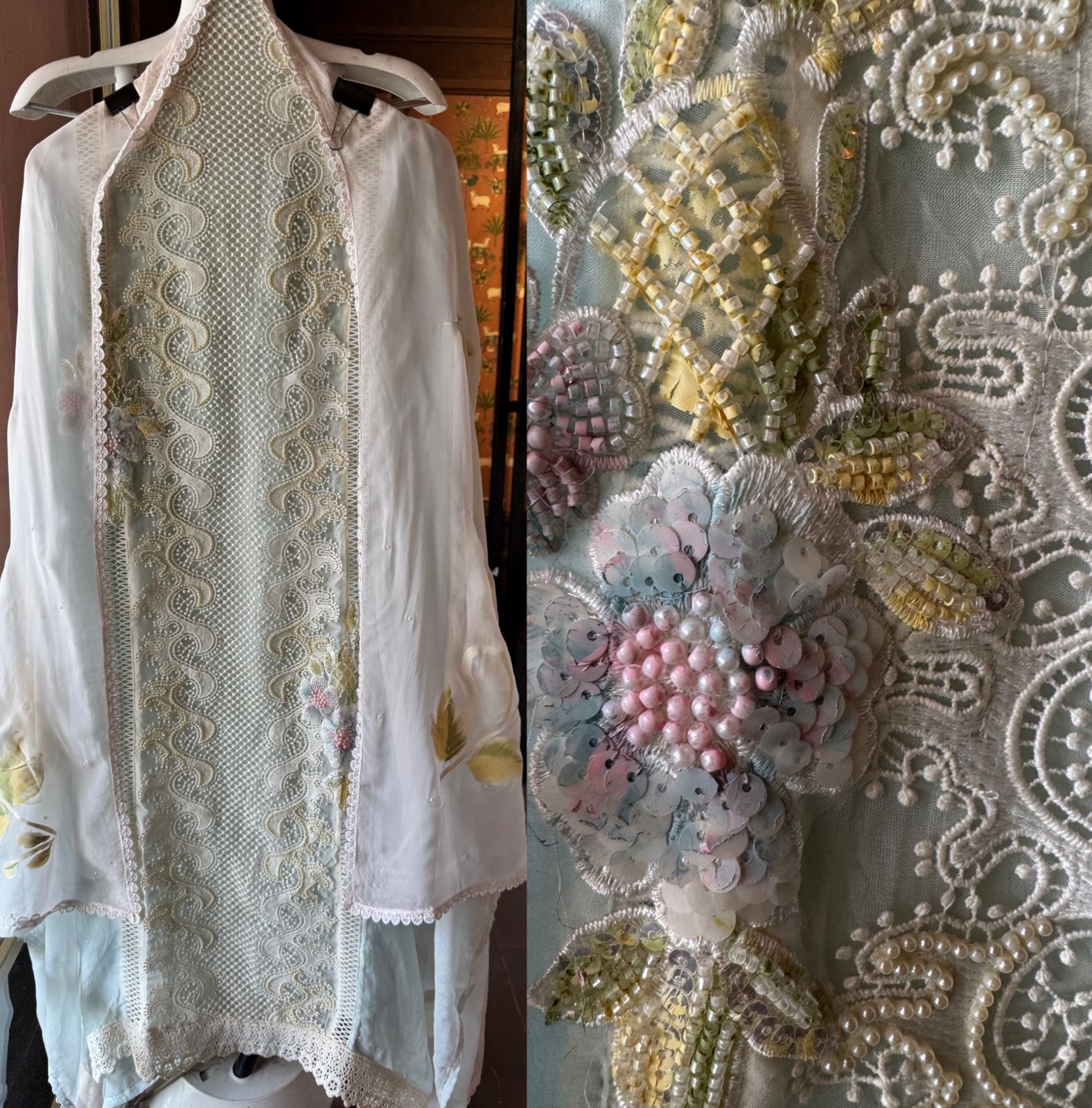 soft organza with Beautiful lacy front pannel