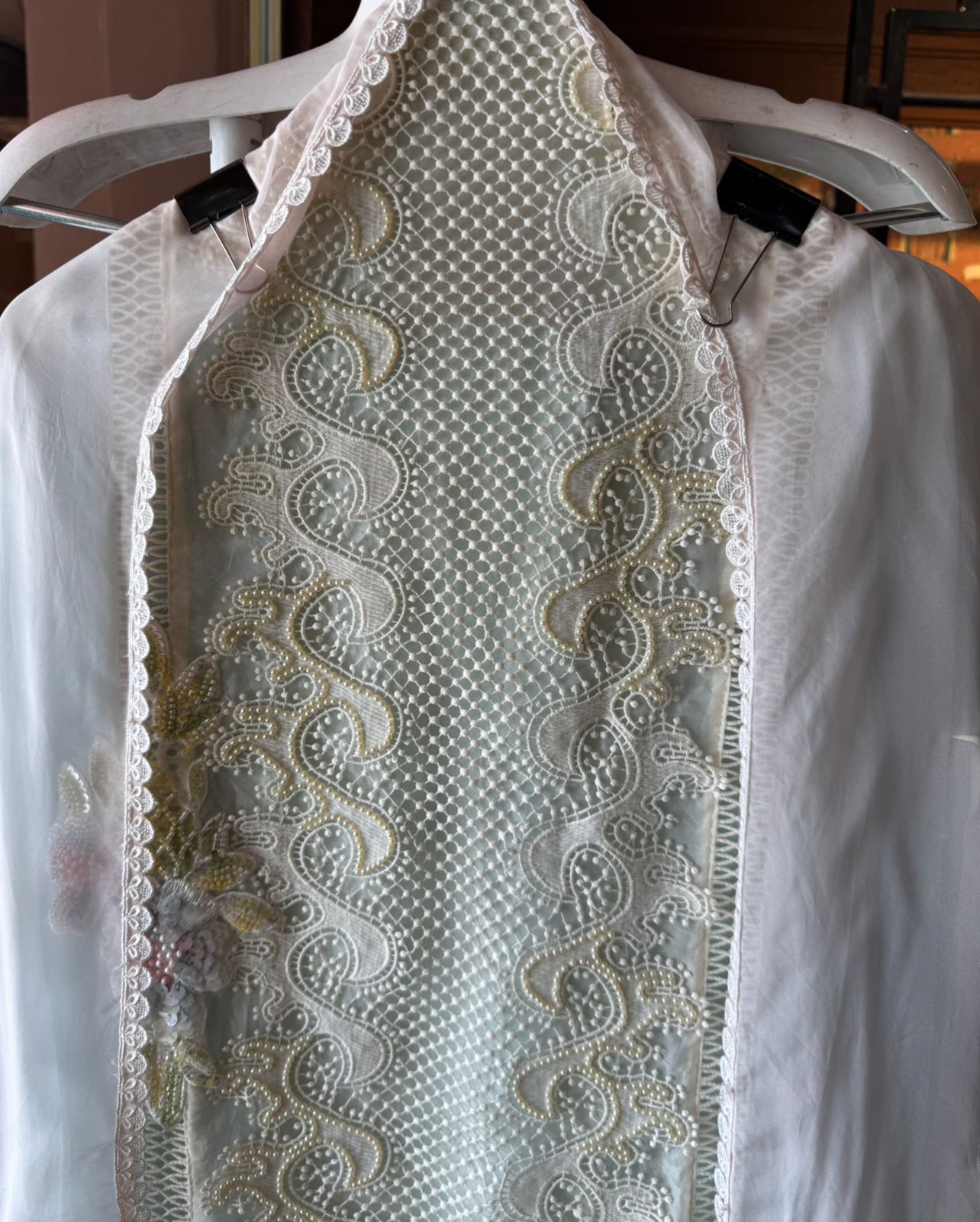 soft organza with Beautiful lacy front pannel