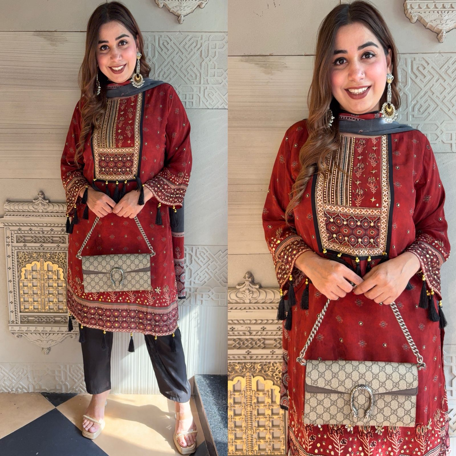 Pure digital printed Crepe Stitched suit