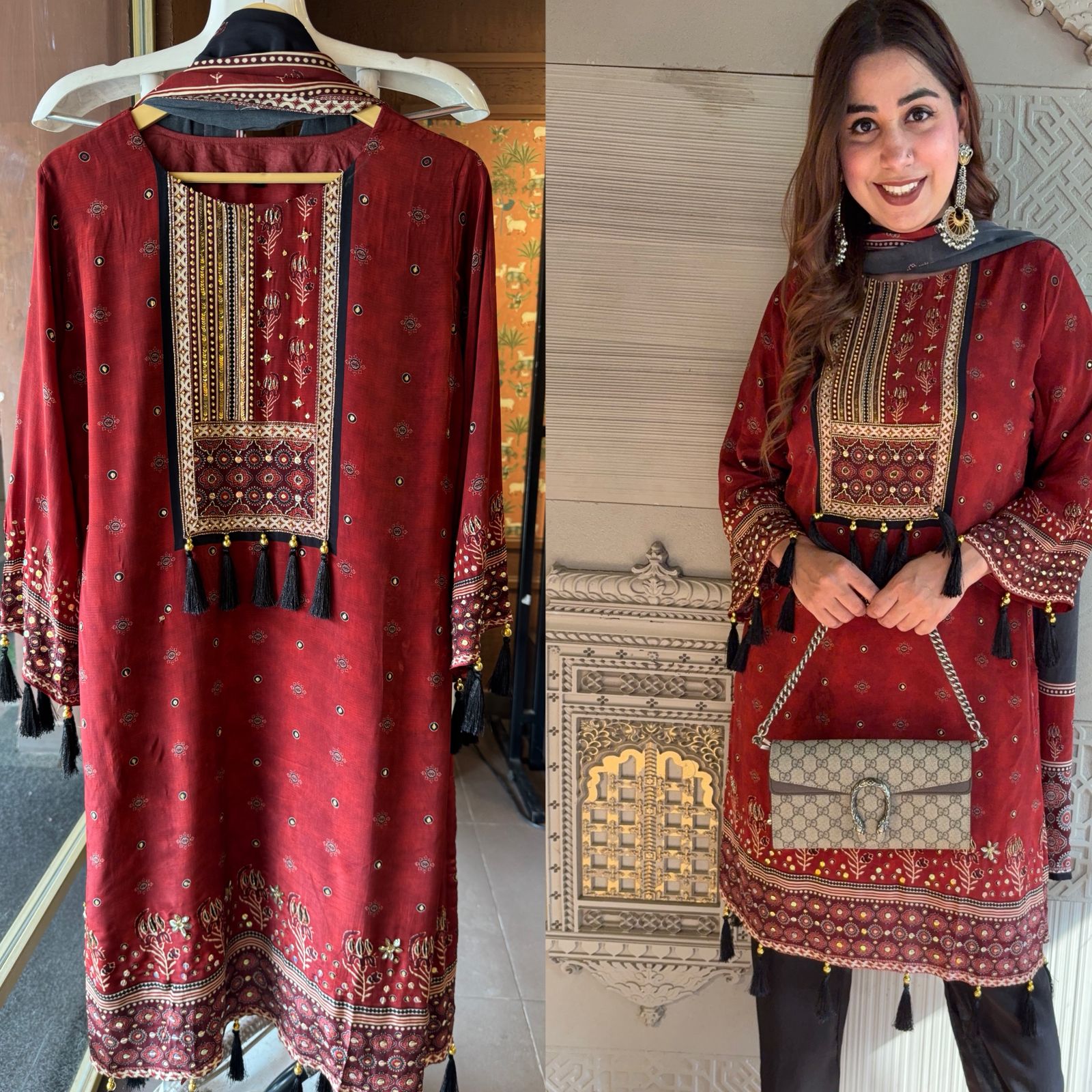 Pure digital printed Crepe Stitched suit