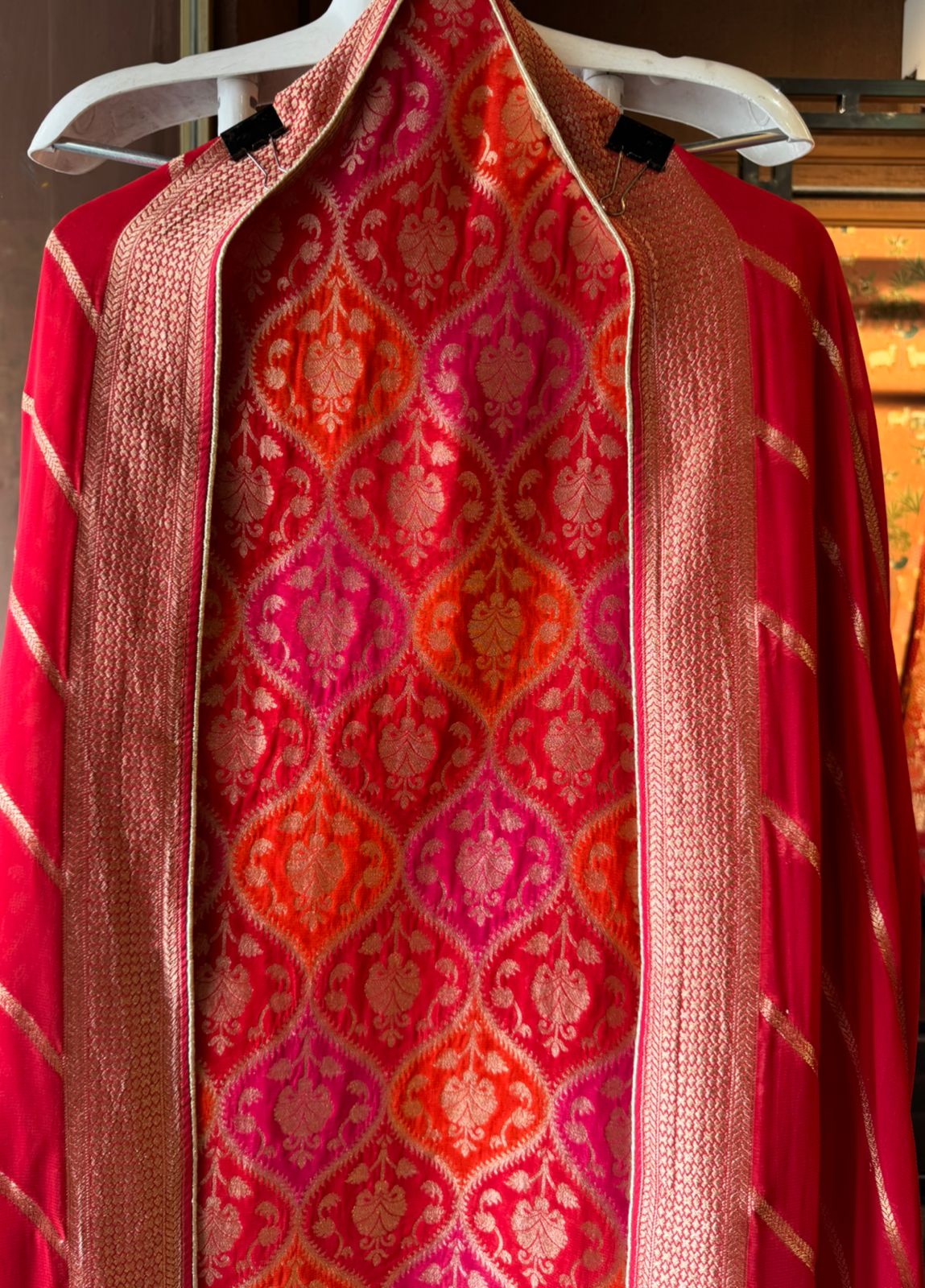 Beautiful Zari weavings come on the full shirt