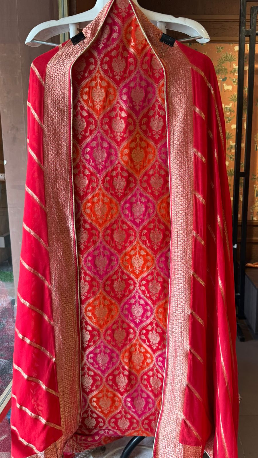Beautiful Zari weavings come on the full shirt
