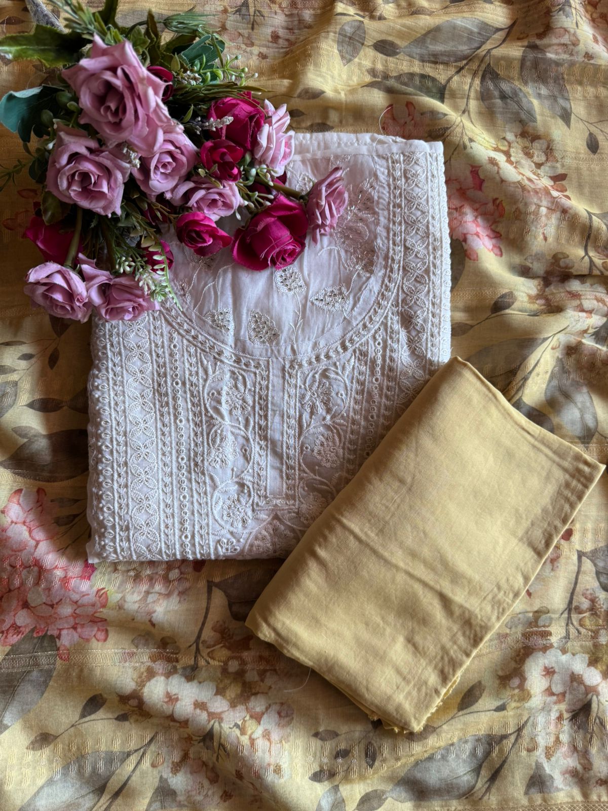 Mul Mul cotton embroidered Kurta