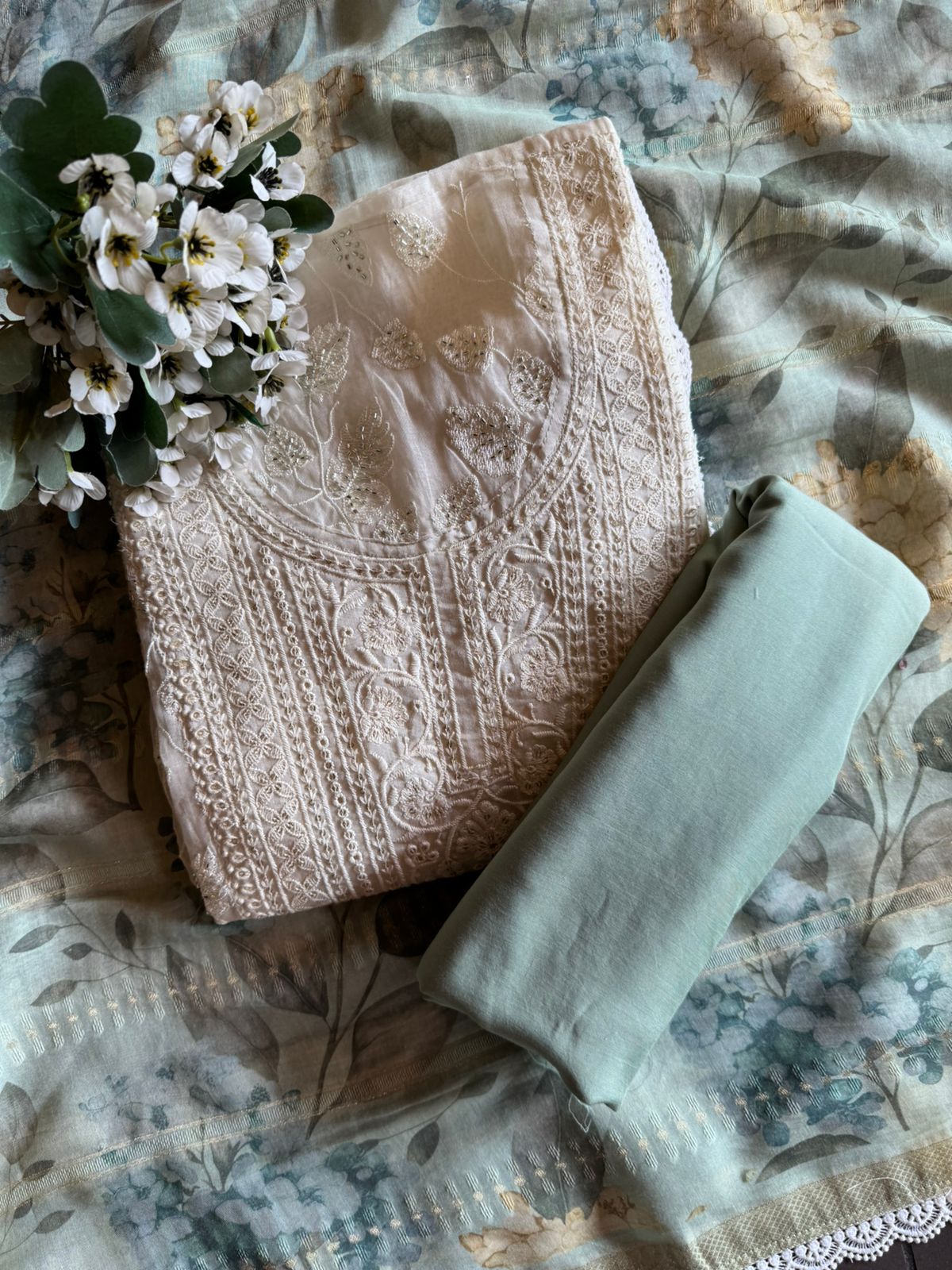 Mul Mul cotton embroidered Kurta