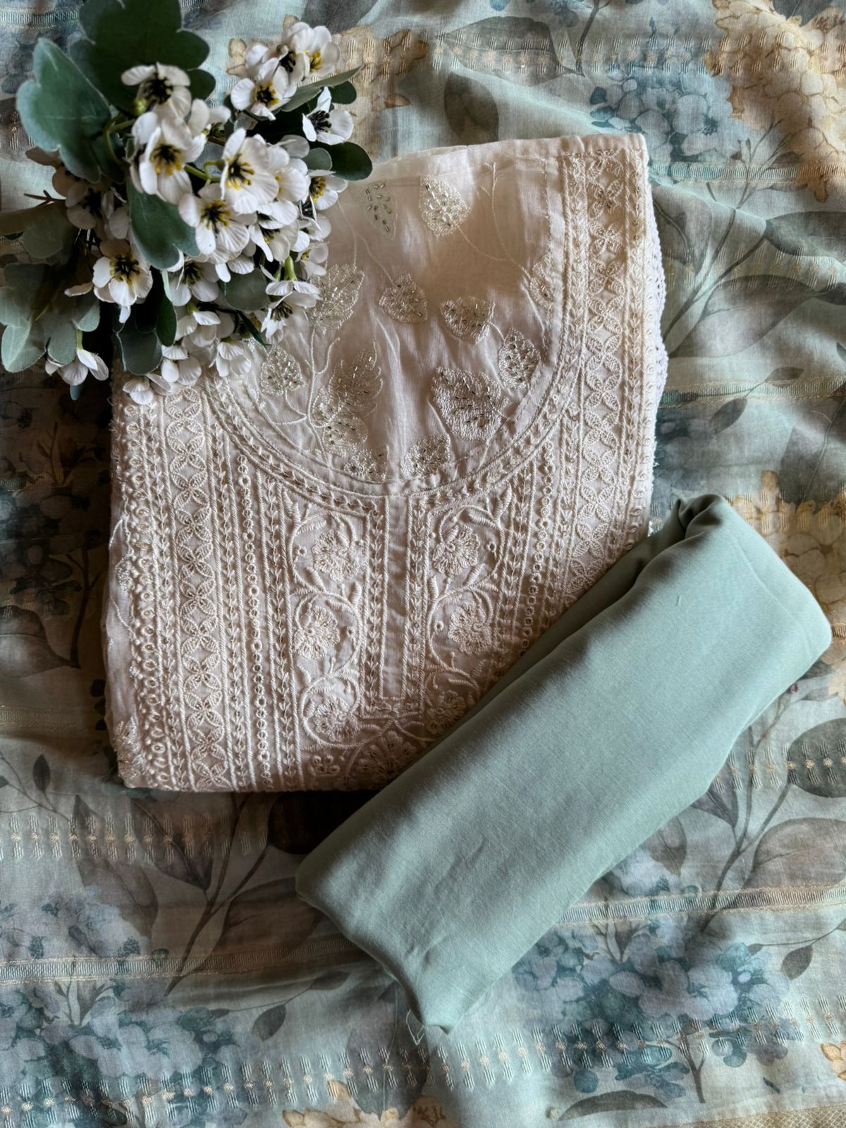 Mul Mul cotton embroidered Kurta