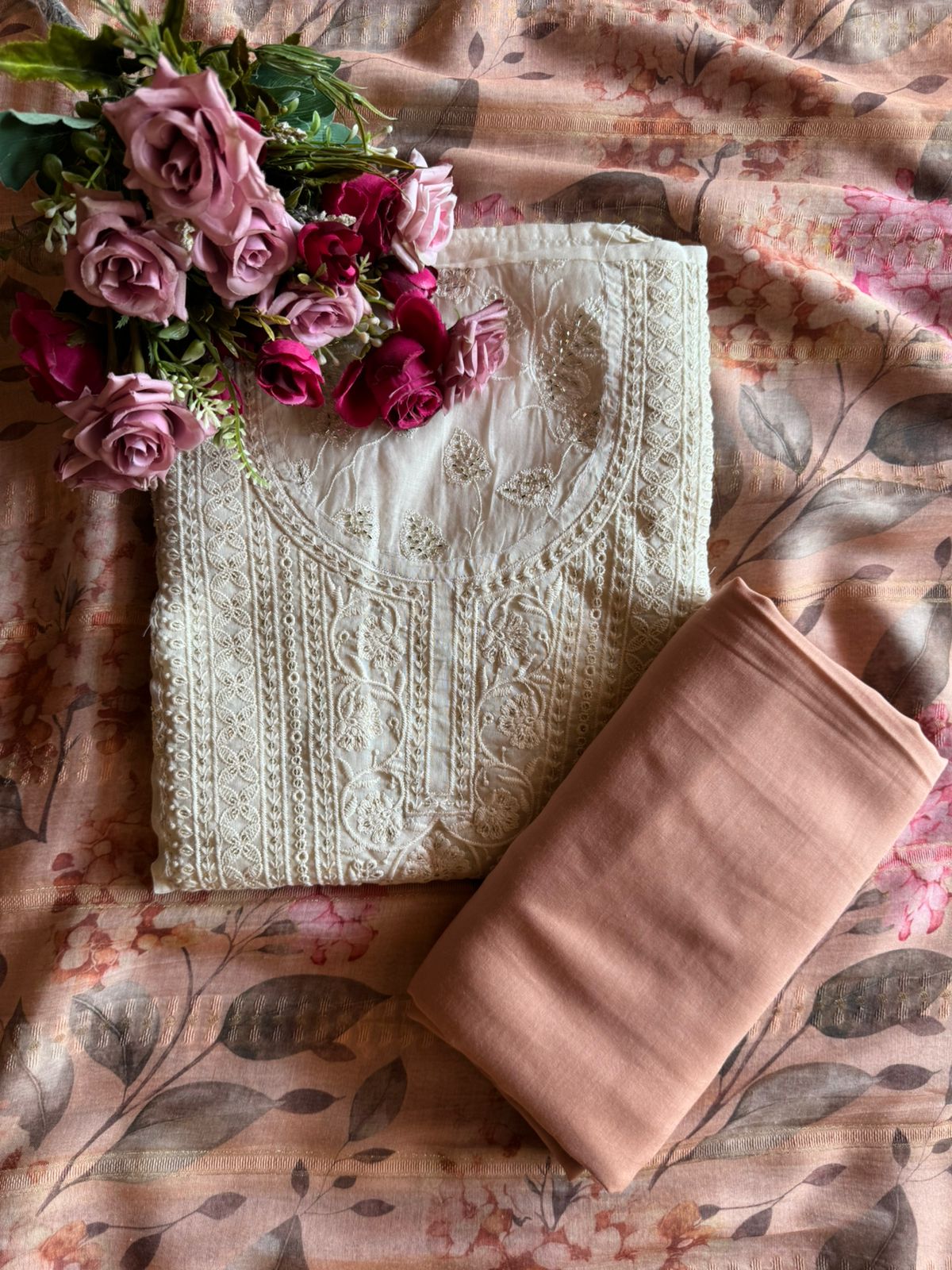 Mul Mul cotton embroidered Kurta