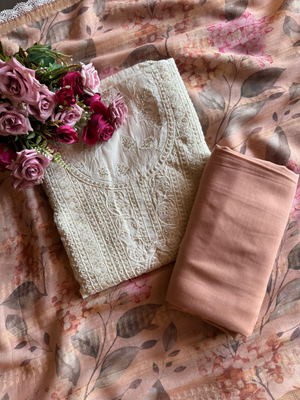 Mul Mul cotton embroidered Kurta