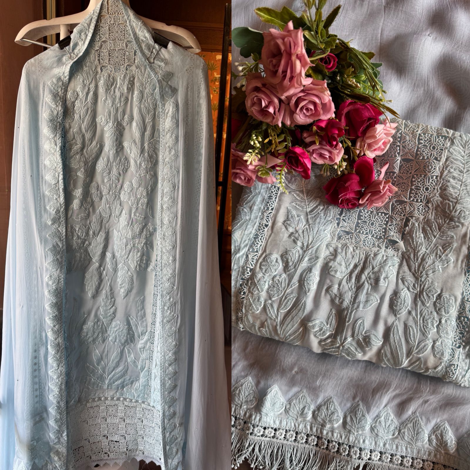 Soft organza Unstitched kurta