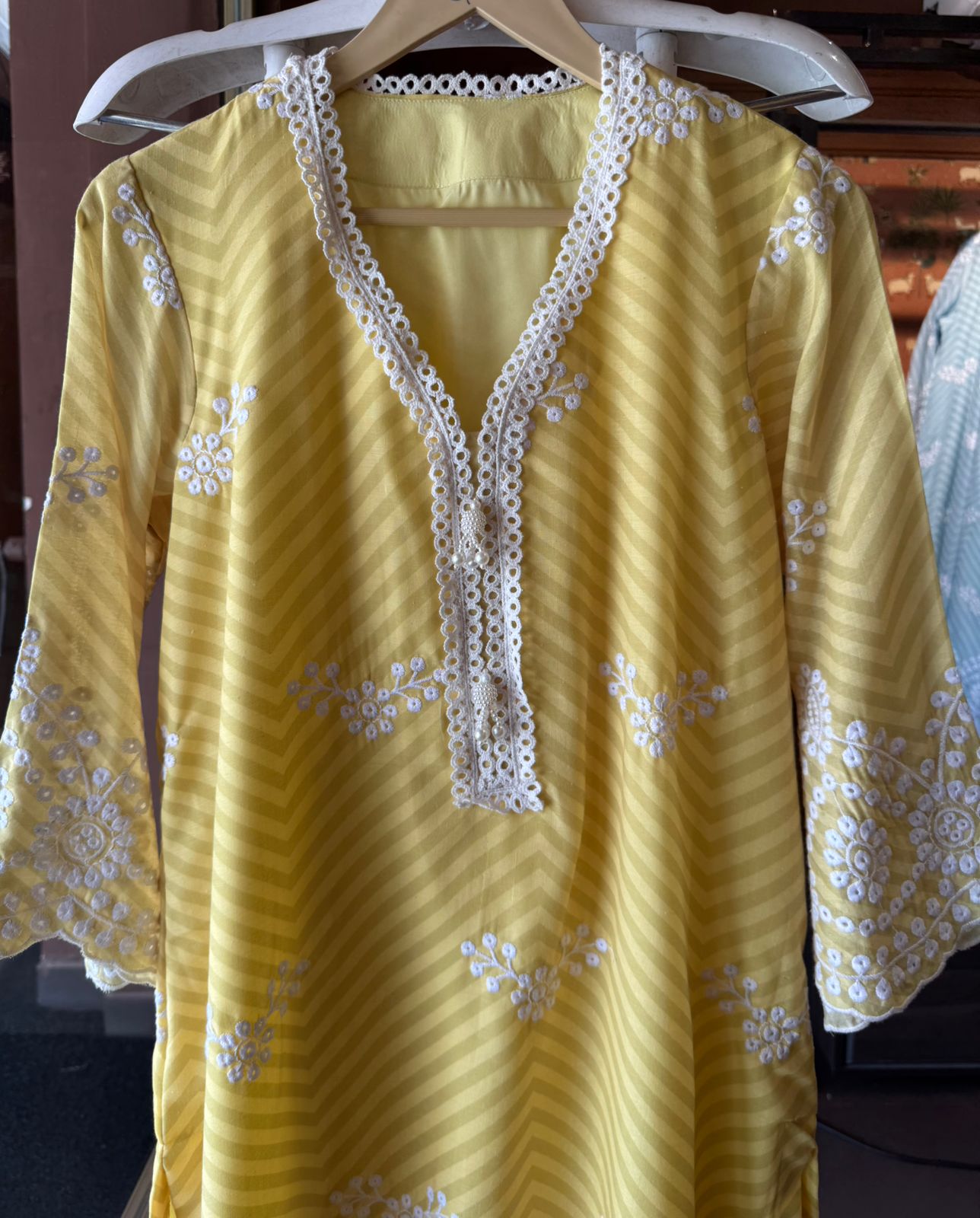 Self digital printed Stitched Mul cotton Kurta