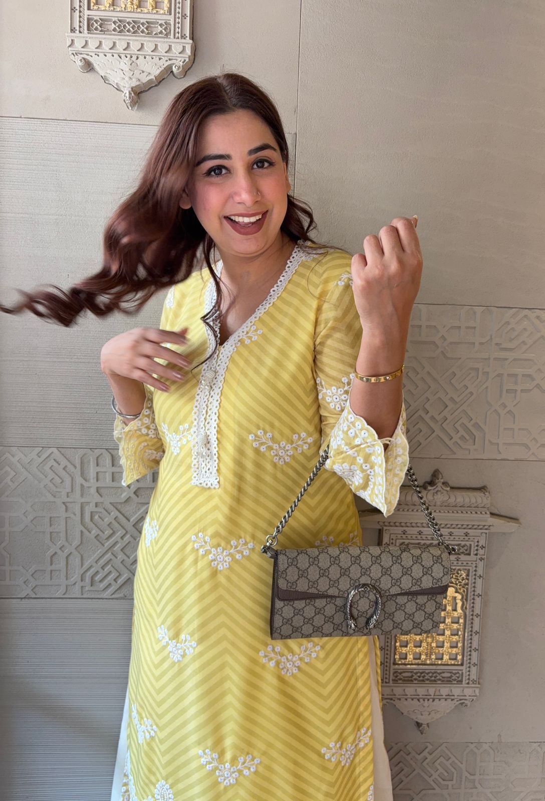 Self digital printed Stitched Mul cotton Kurta