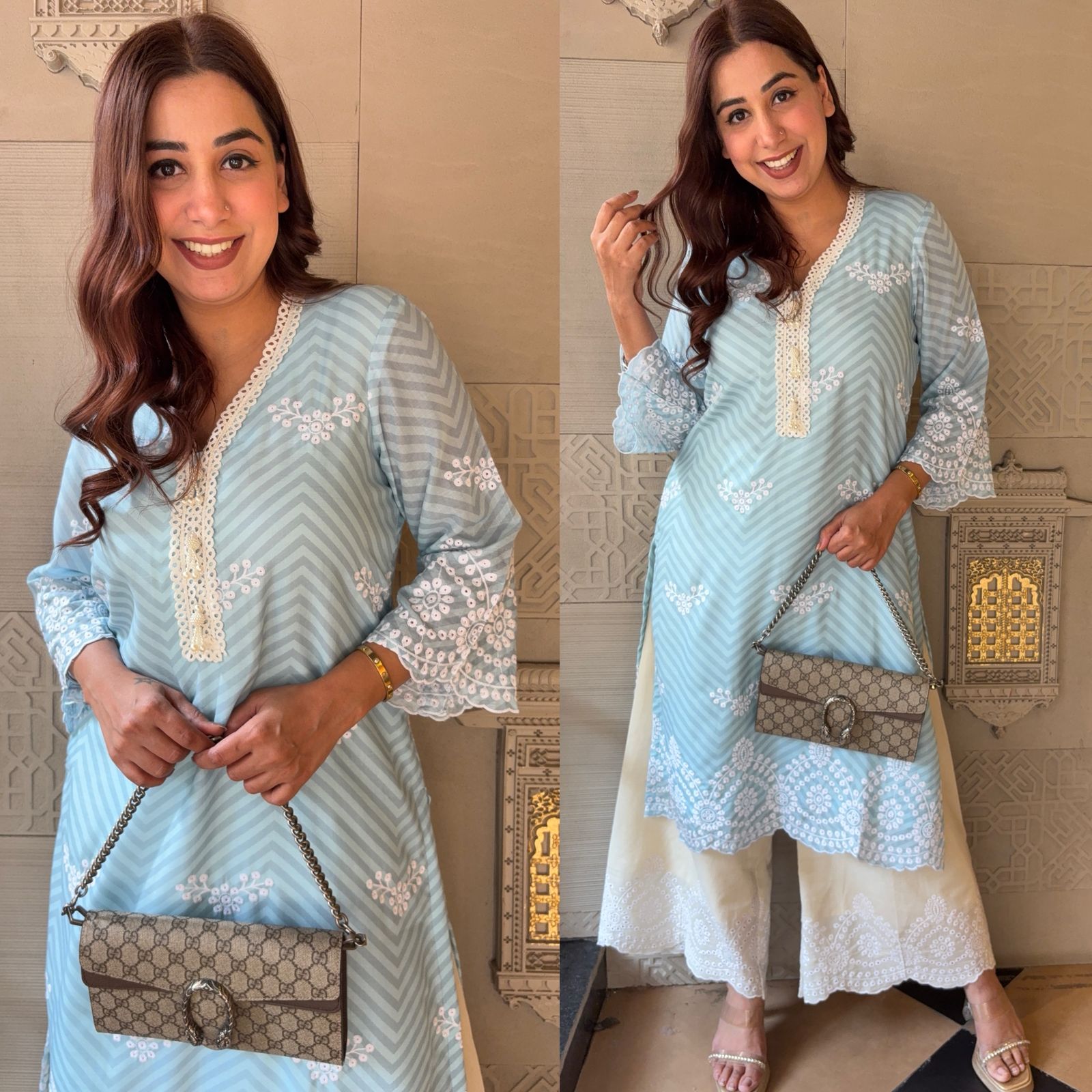 Self digital printed Stitched Mul cotton Kurta