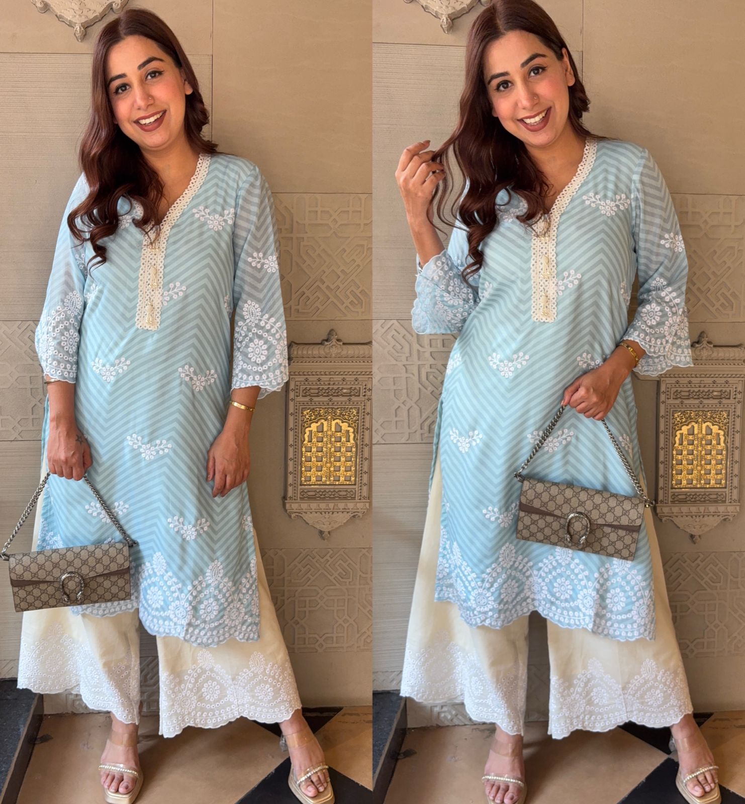 Self digital printed Stitched Mul cotton Kurta