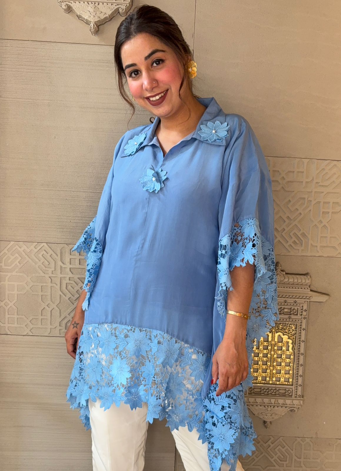 Beautiful and elegant kaaftaan on the pure crepe fabric