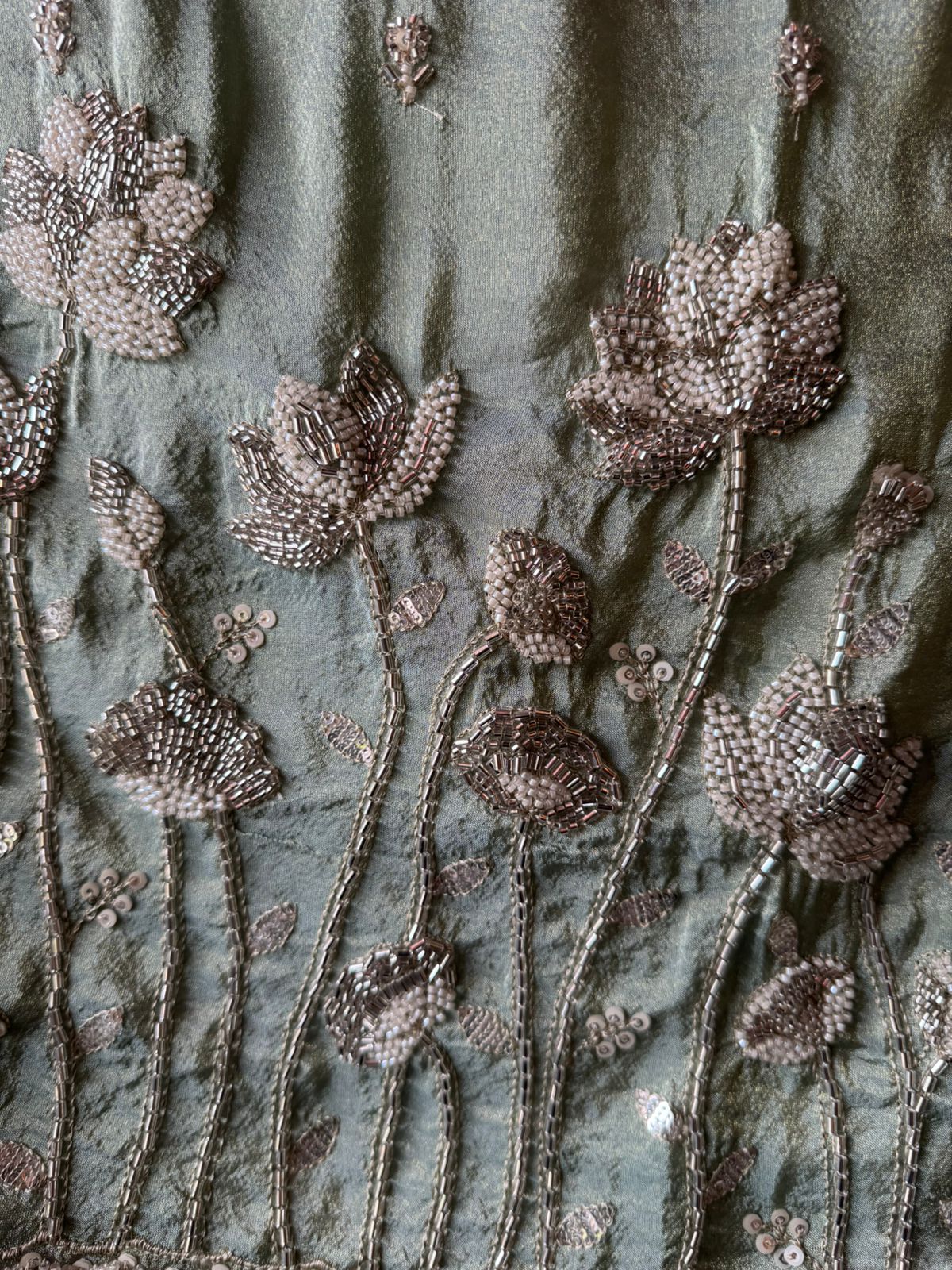 Pakistani handwork pieces On pure shimmer tissue