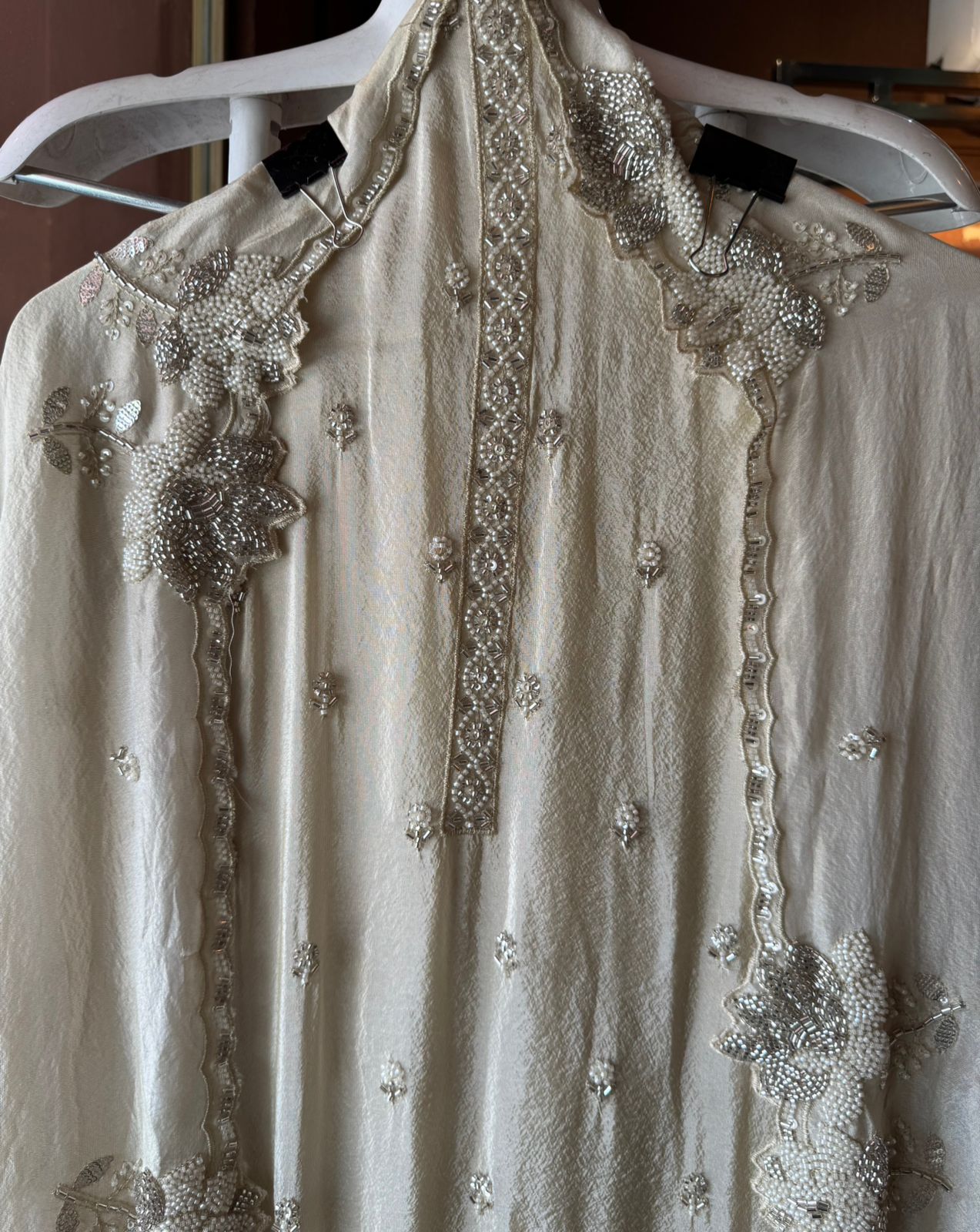 Pakistani handwork pieces On pure shimmer tissue