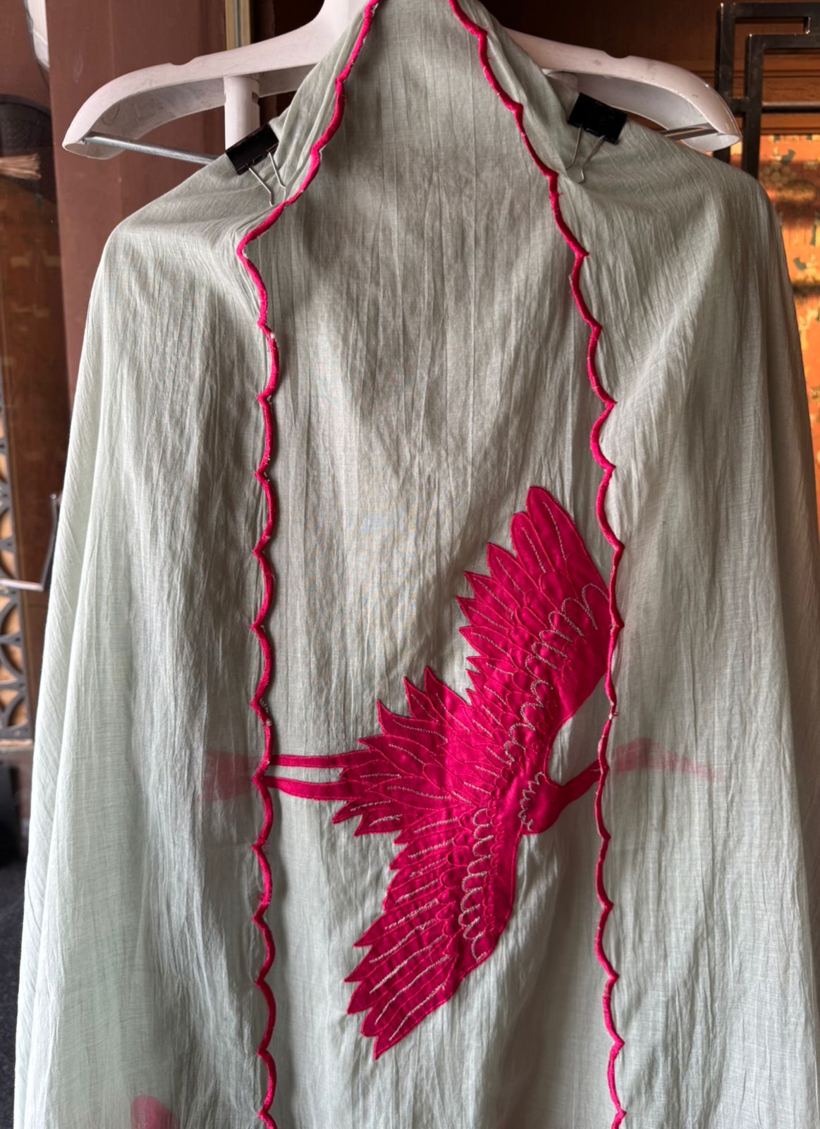 Unstitched Crushed Mul chanderi Suit