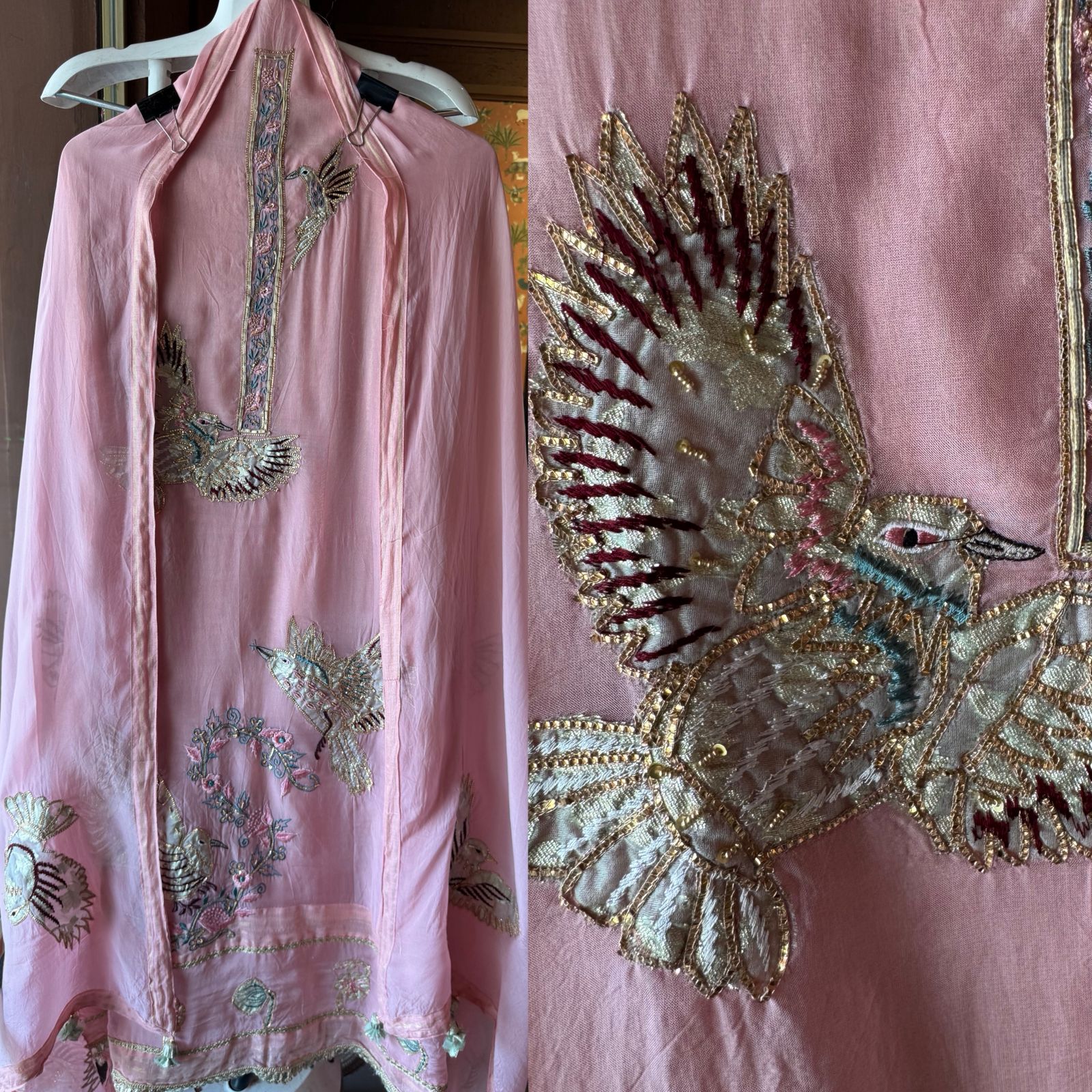 Unstitched organza Suit