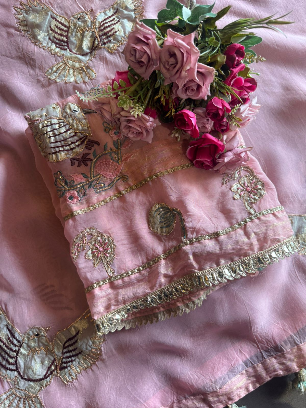 Unstitched organza Suit