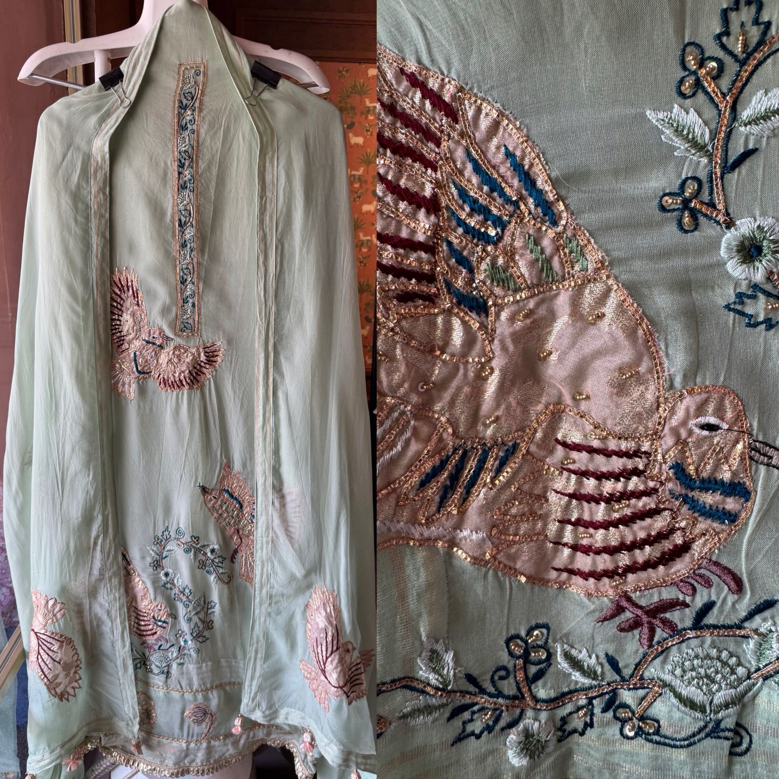 Unstitched organza Suit