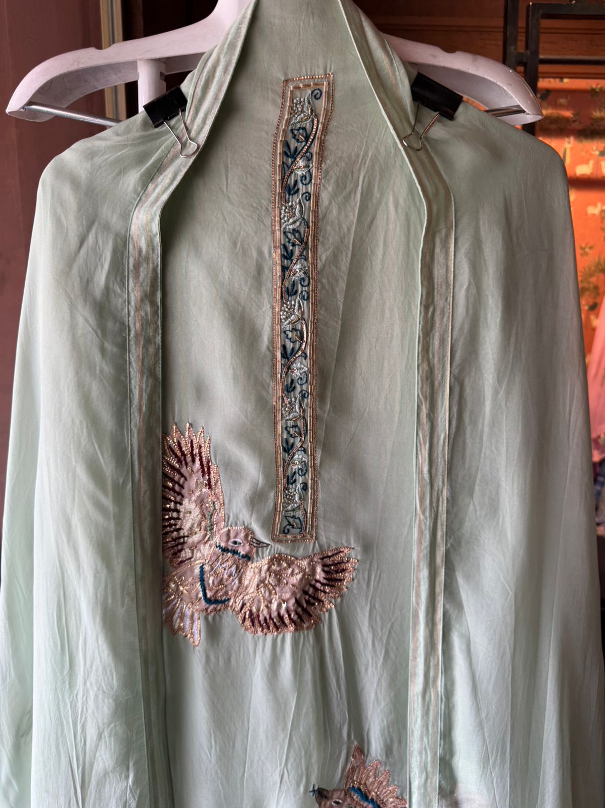 Unstitched organza Suit