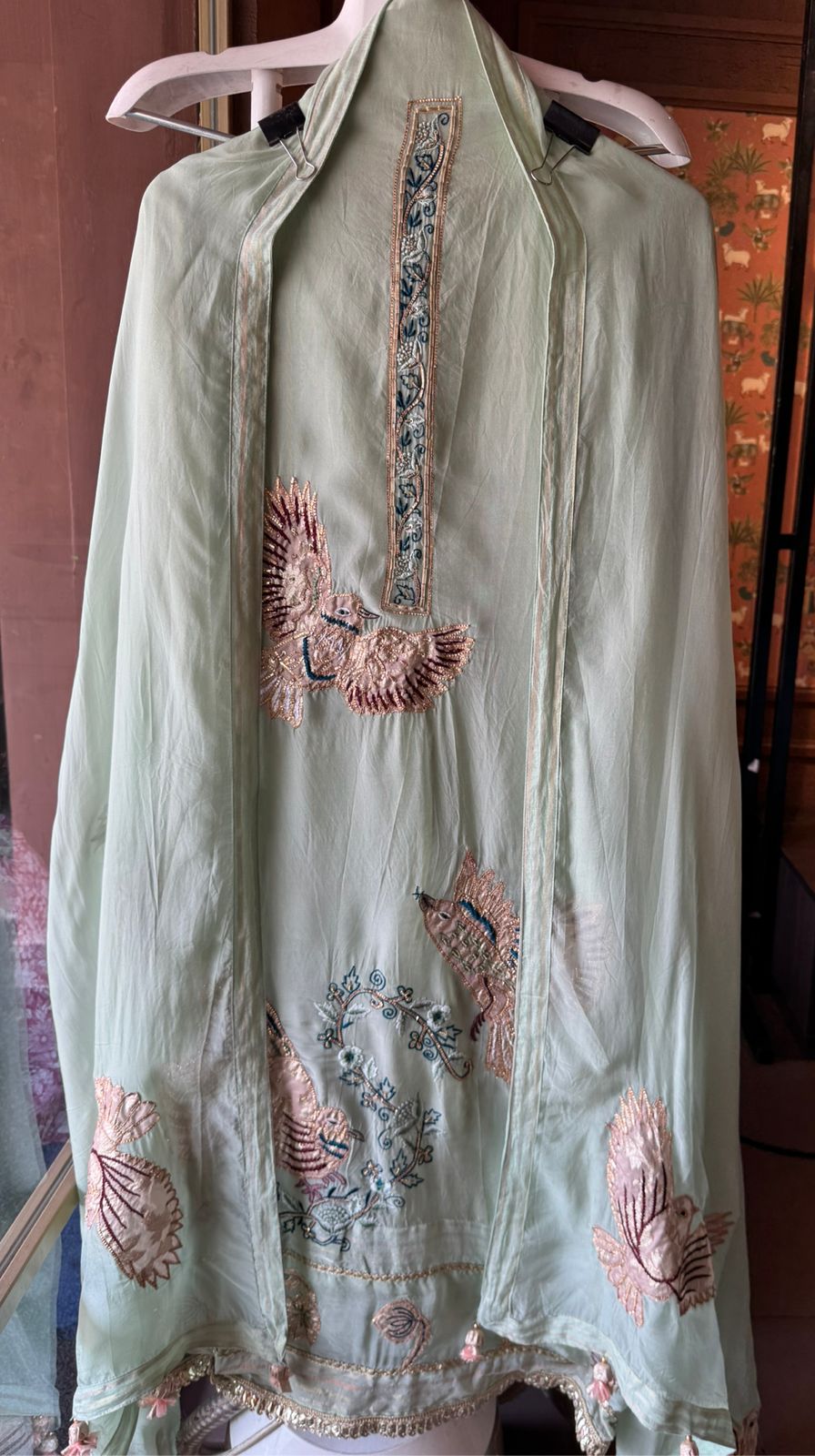 Unstitched organza Suit