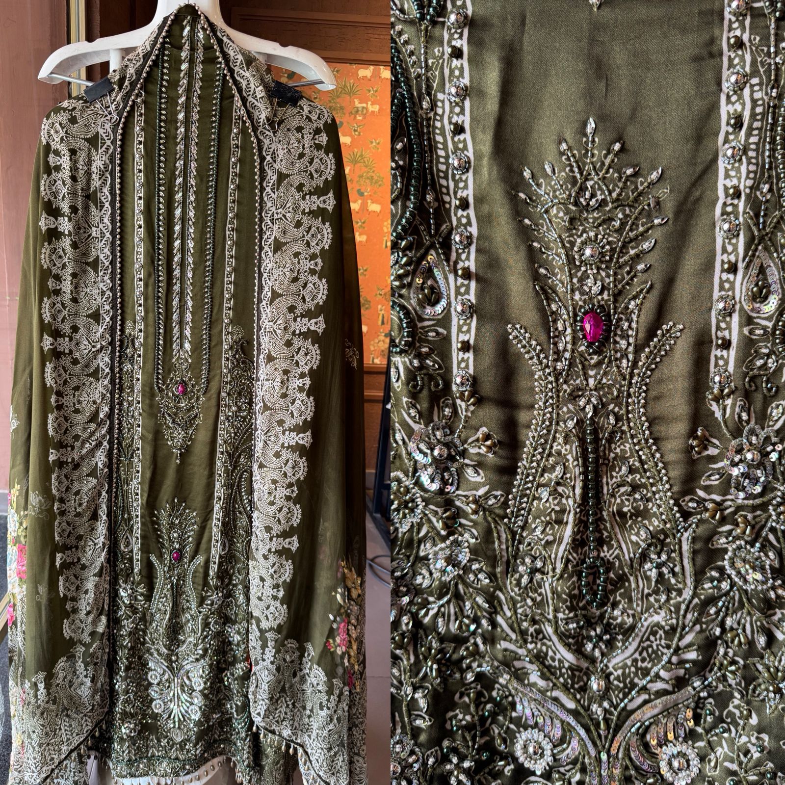 Soft Satin Silk Unstitched designer suit