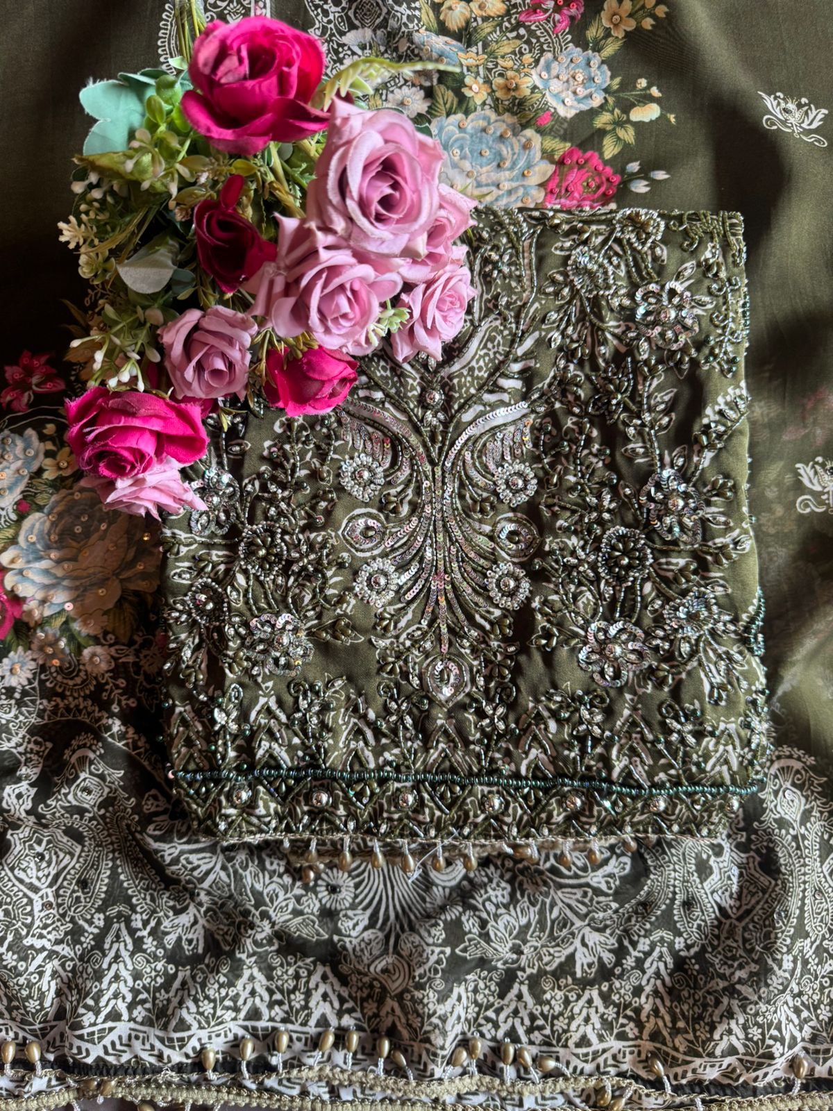 Soft Satin Silk Unstitched designer suit