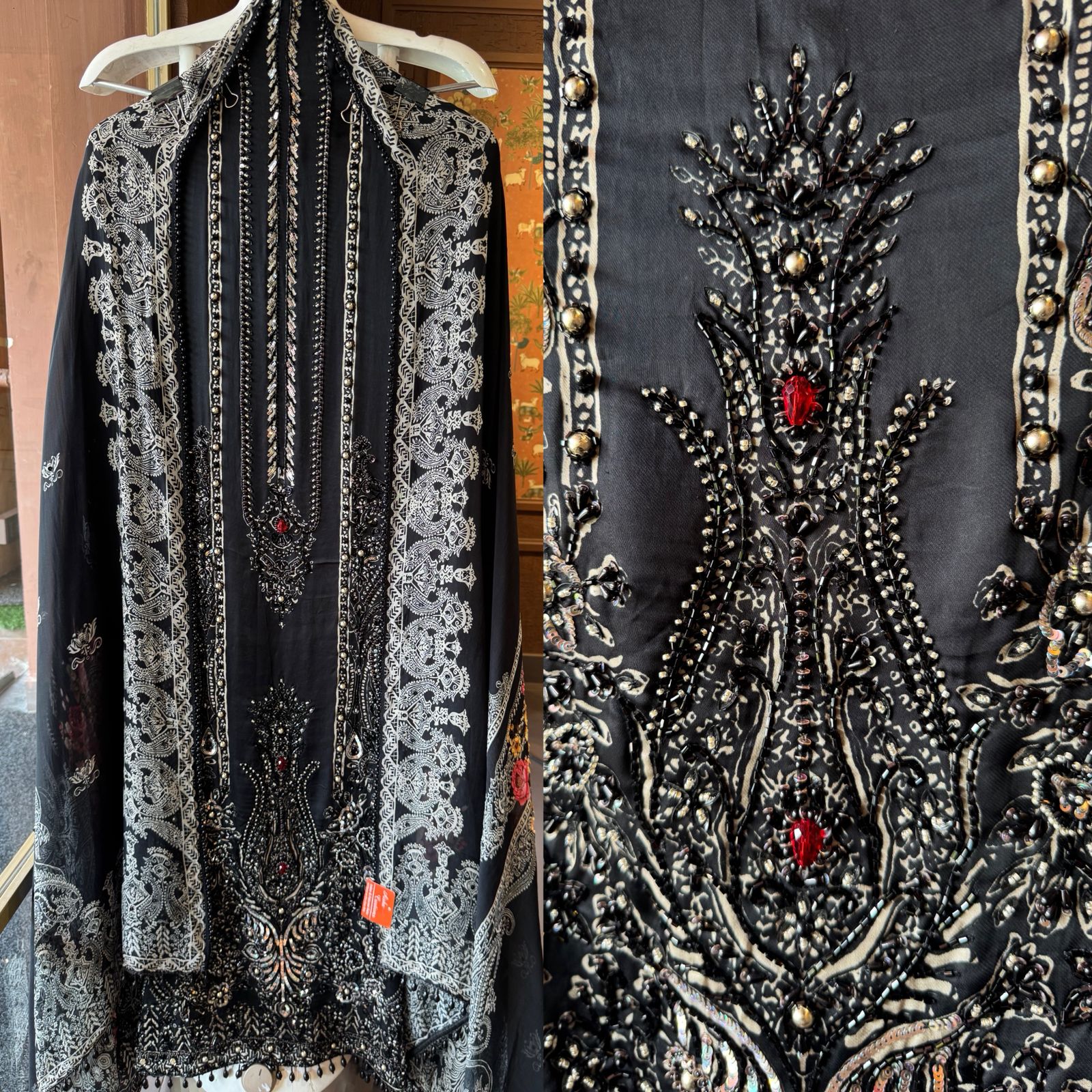 Soft Satin Silk Unstitched designer suit