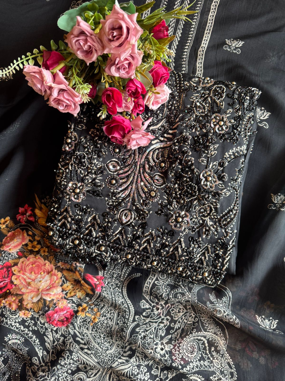 Soft Satin Silk Unstitched designer suit