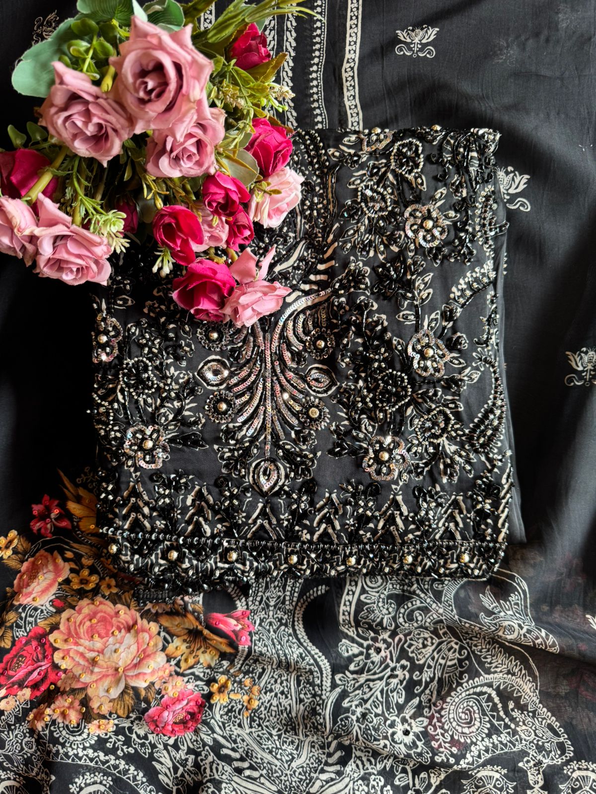 Soft Satin Silk Unstitched designer suit