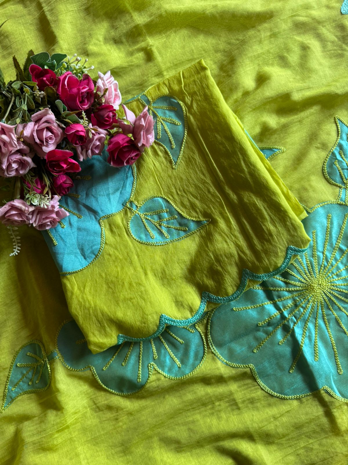 Unstitched Crushed Mul chanderi Suit